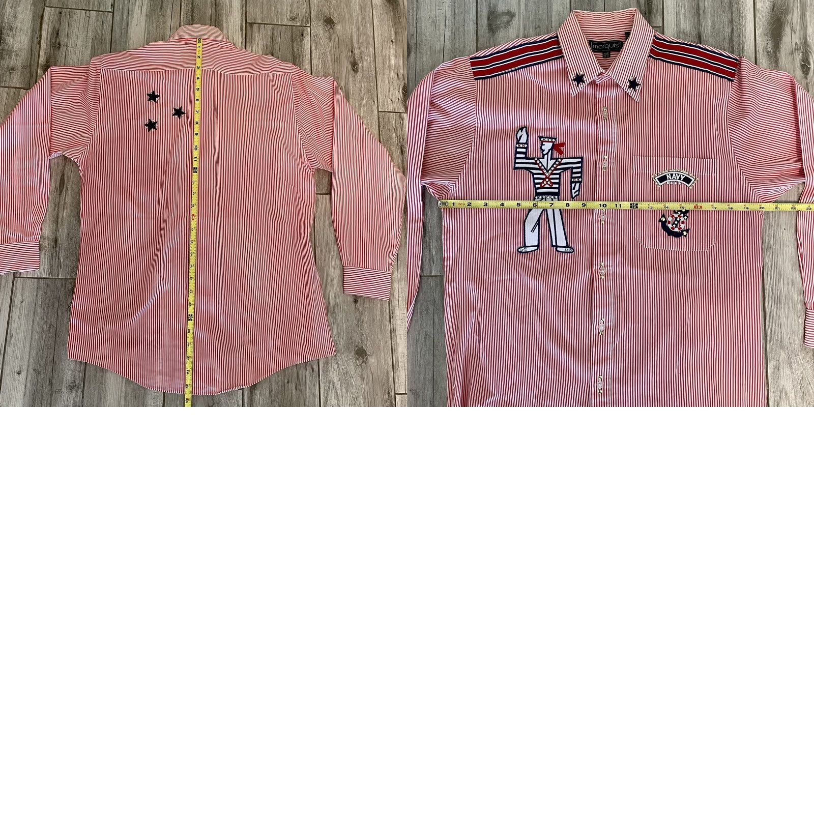 Vintage VINTAGE Marquis Americana Red Navy Stars Stripes Button Up Shirt Sailor S 14 1/2 Men Red Size US S / EU 44-46 / 1 - 8 Thumbnail
