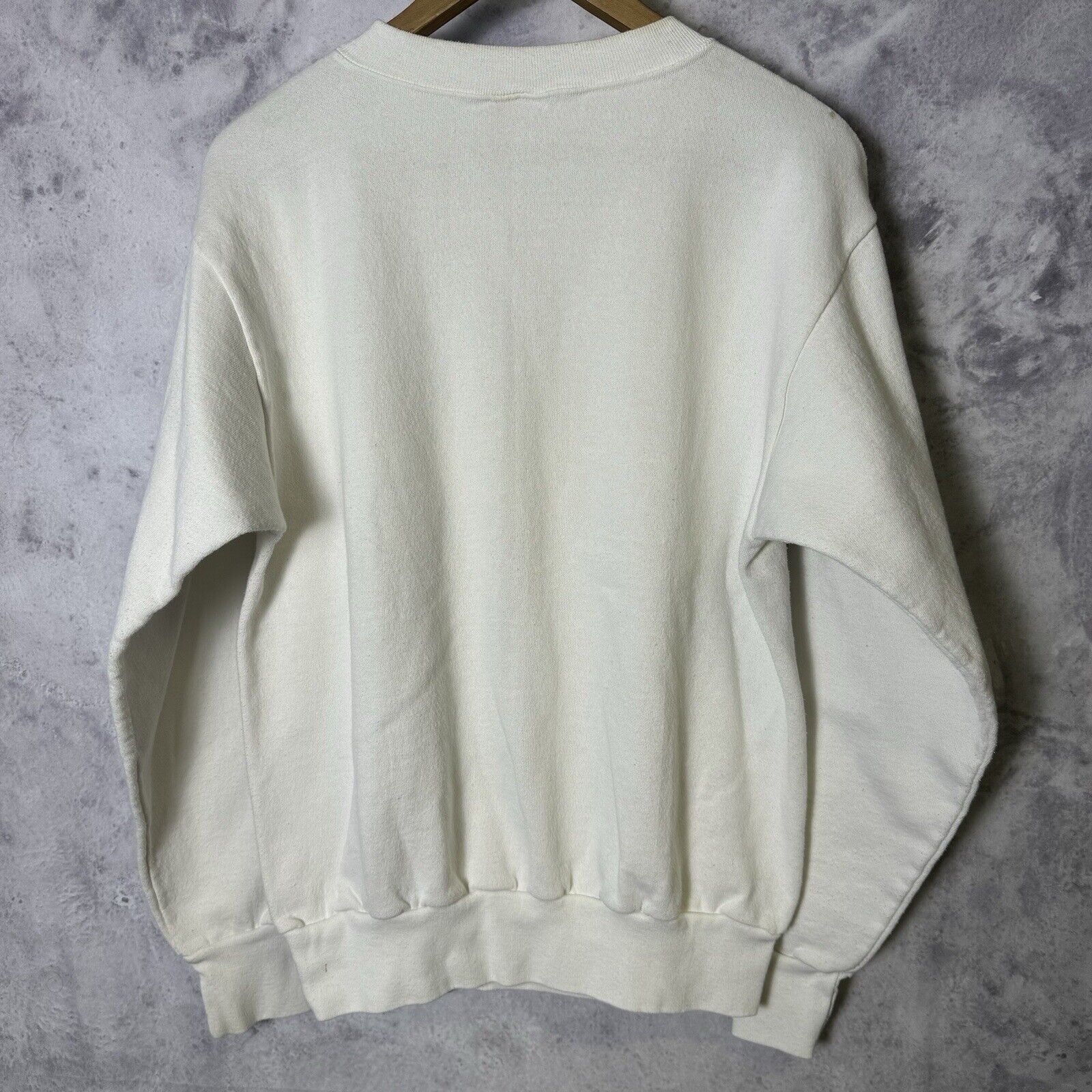 Vintage Vintage 90s American & Proud Sweatshirt Mens Large White Cre Size US L / EU 52-54 / 3 - 3 Thumbnail