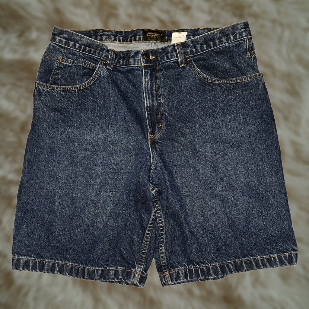 Eddie Bauer VINTAGE Eddie Bauer Jeans Cargo Shorts Men 40 Blue Denim Casual Outdoors Hiking 90s Nature Outdoor Mens) Size US 40 / EU 56 - 1 Thumbnail