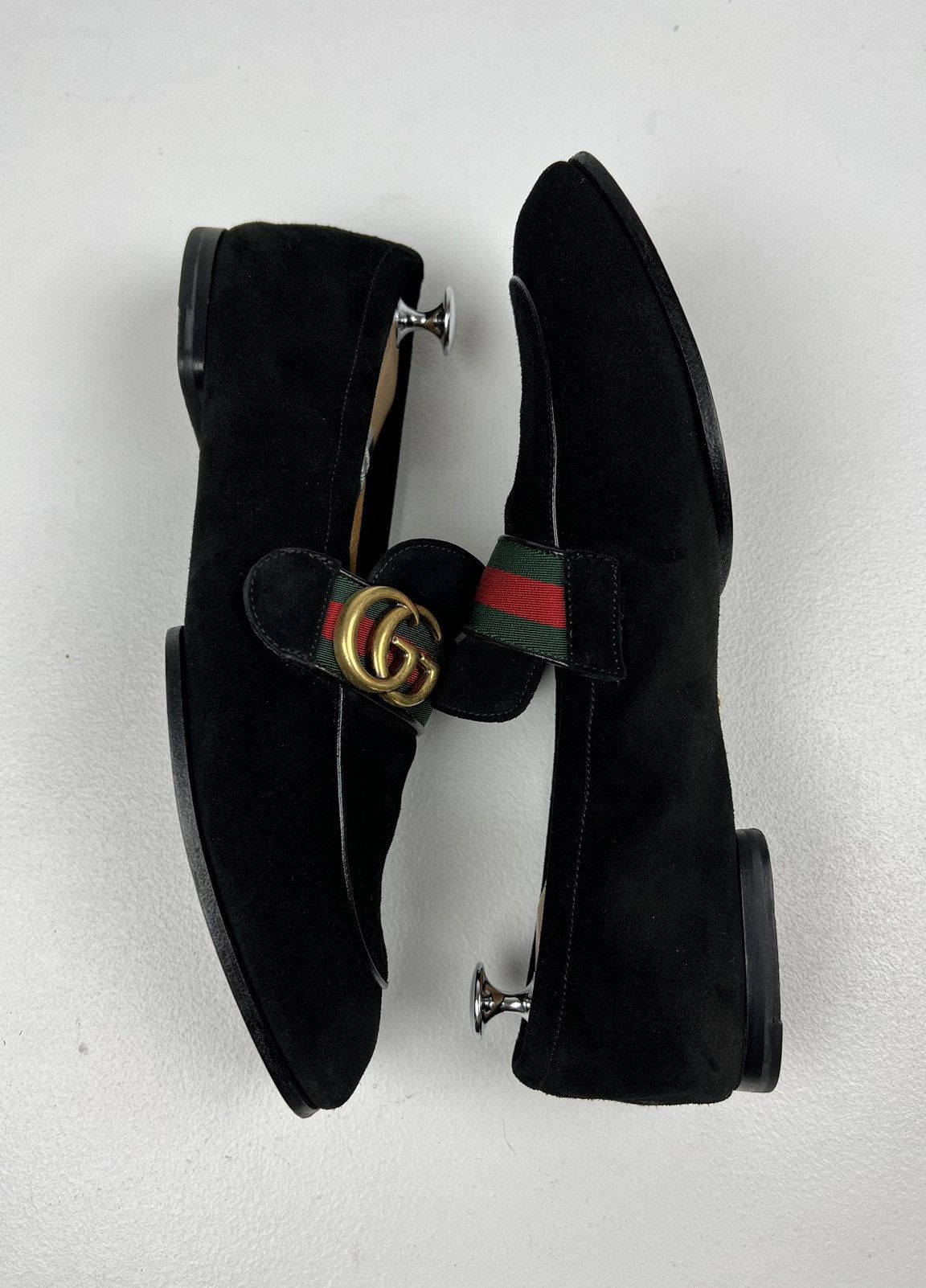 Gucci GUCCI Loafers Suede Shoes GG Buckle Web Stripe Black Men’s Size US 7.5 / EU 40-41 - 13 Thumbnail