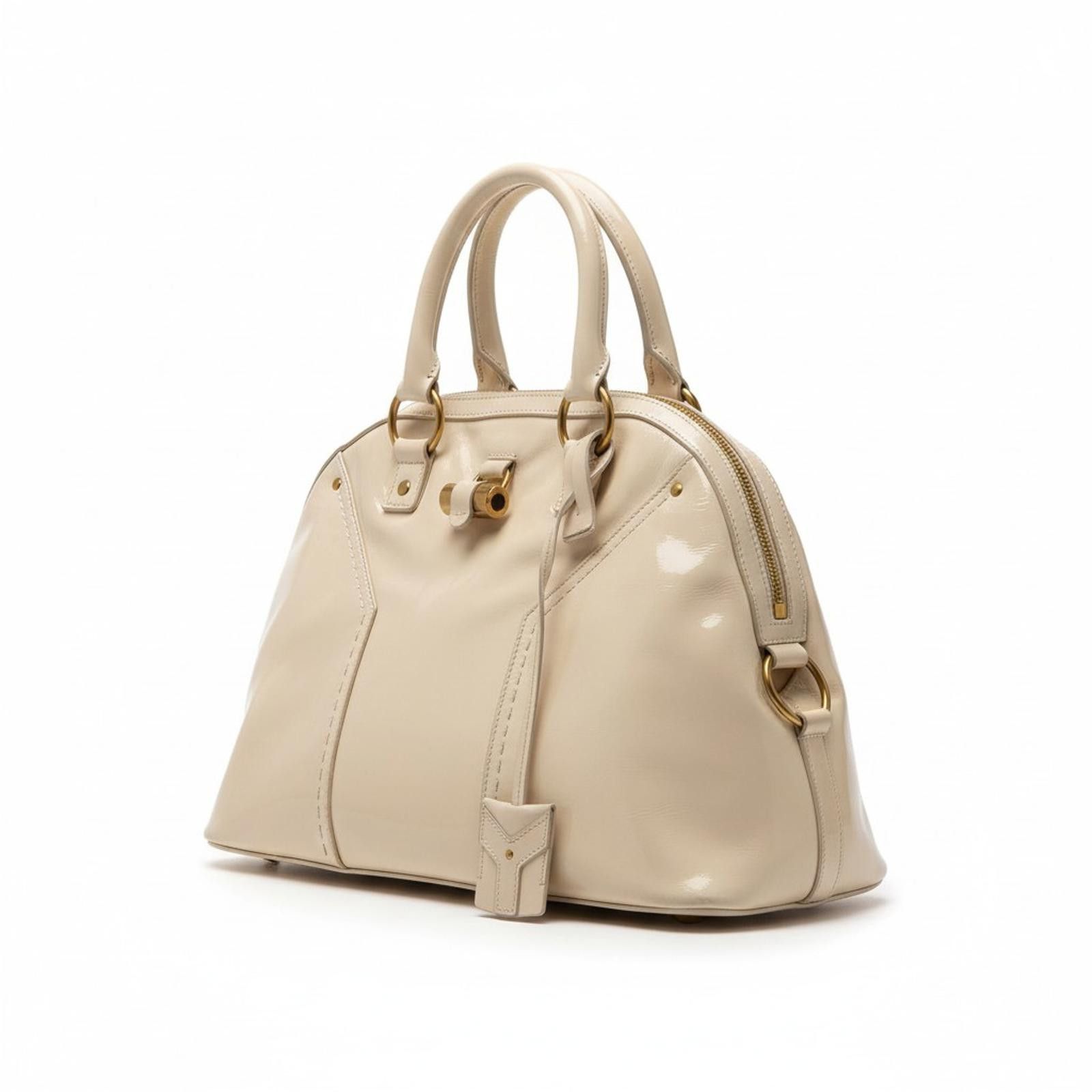 Saint Laurent Paris Saint Laurent - Cream Leather Handbag Gold Hardware Size ONE SIZE - 1 Thumbnail