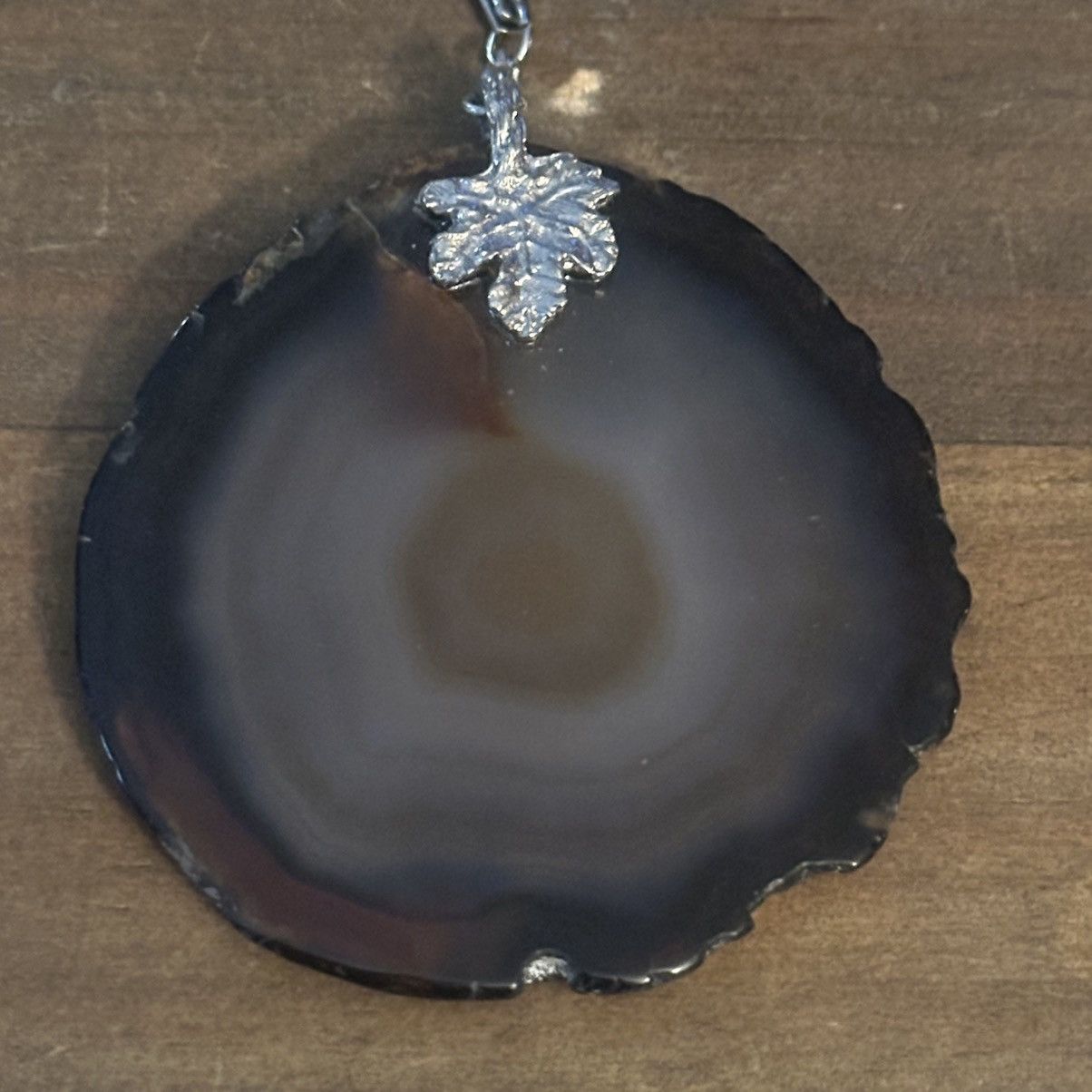 Vintage Vintage silver tone large sliced agate pendant necklace Size ONE SIZE - 3 Thumbnail