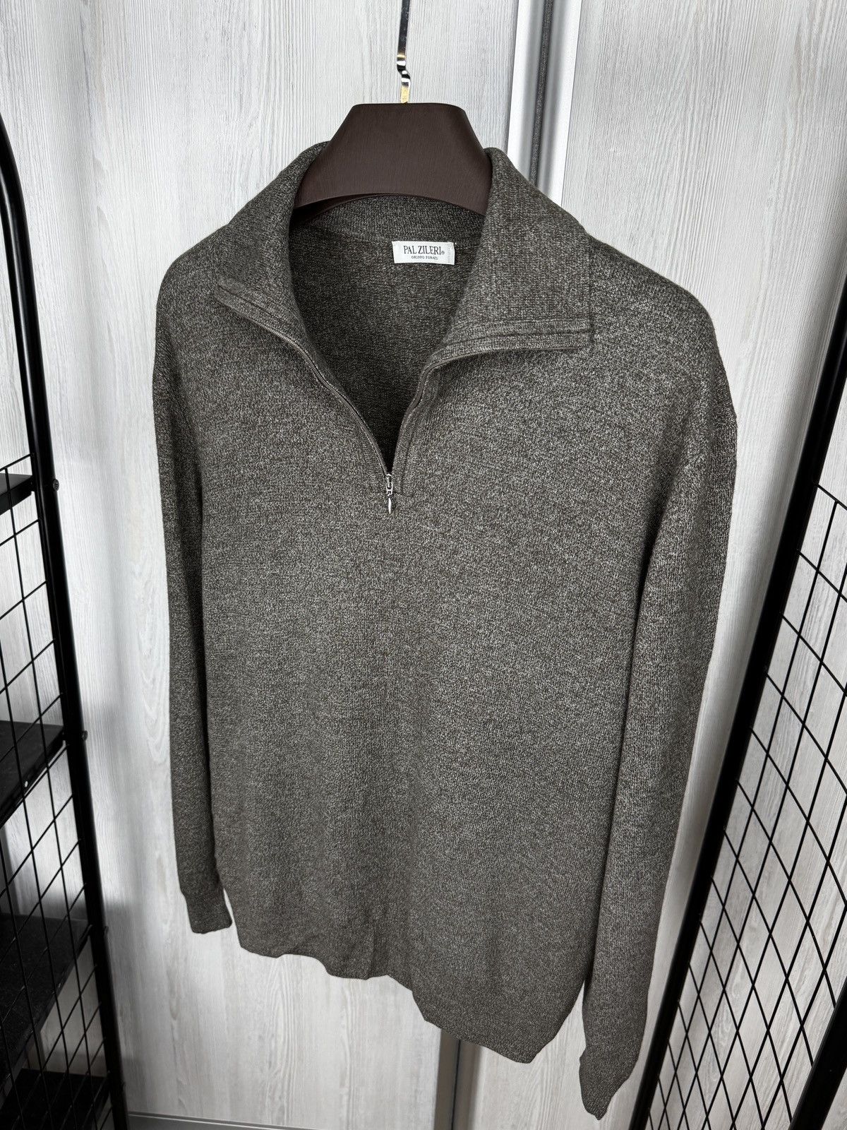 Pal Zileri Pal Zileri Wool Cashmere grey-brown 1/4 zip pullover sweater Size US L / EU 52-54 / 3 - 6 Thumbnail