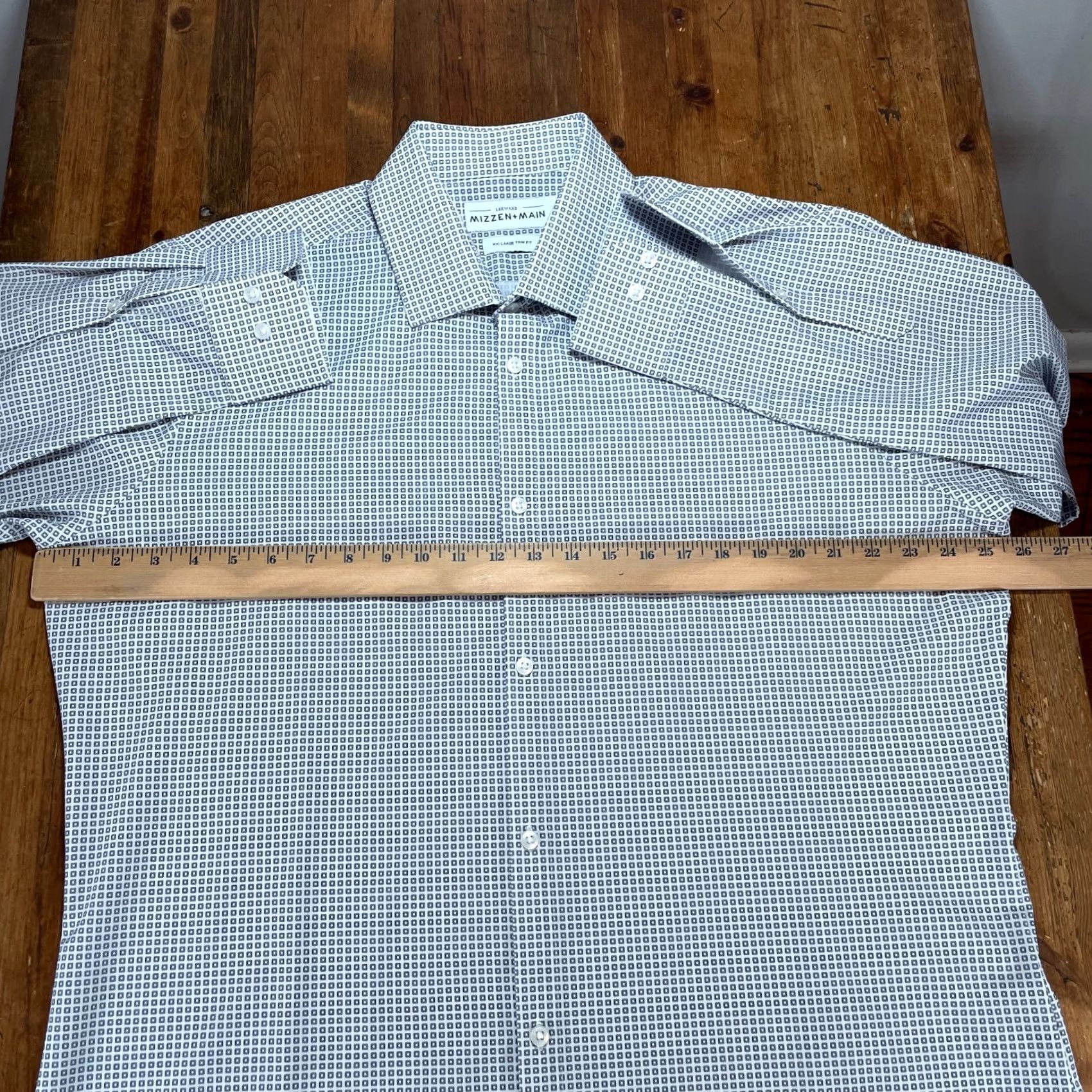 Mizzen+Main Mizzen + Main Shirt Mens 2XL XXL Button Up Stretch White Blue Trim Fit Size US XXL / EU 58 / 5 - 7 Thumbnail