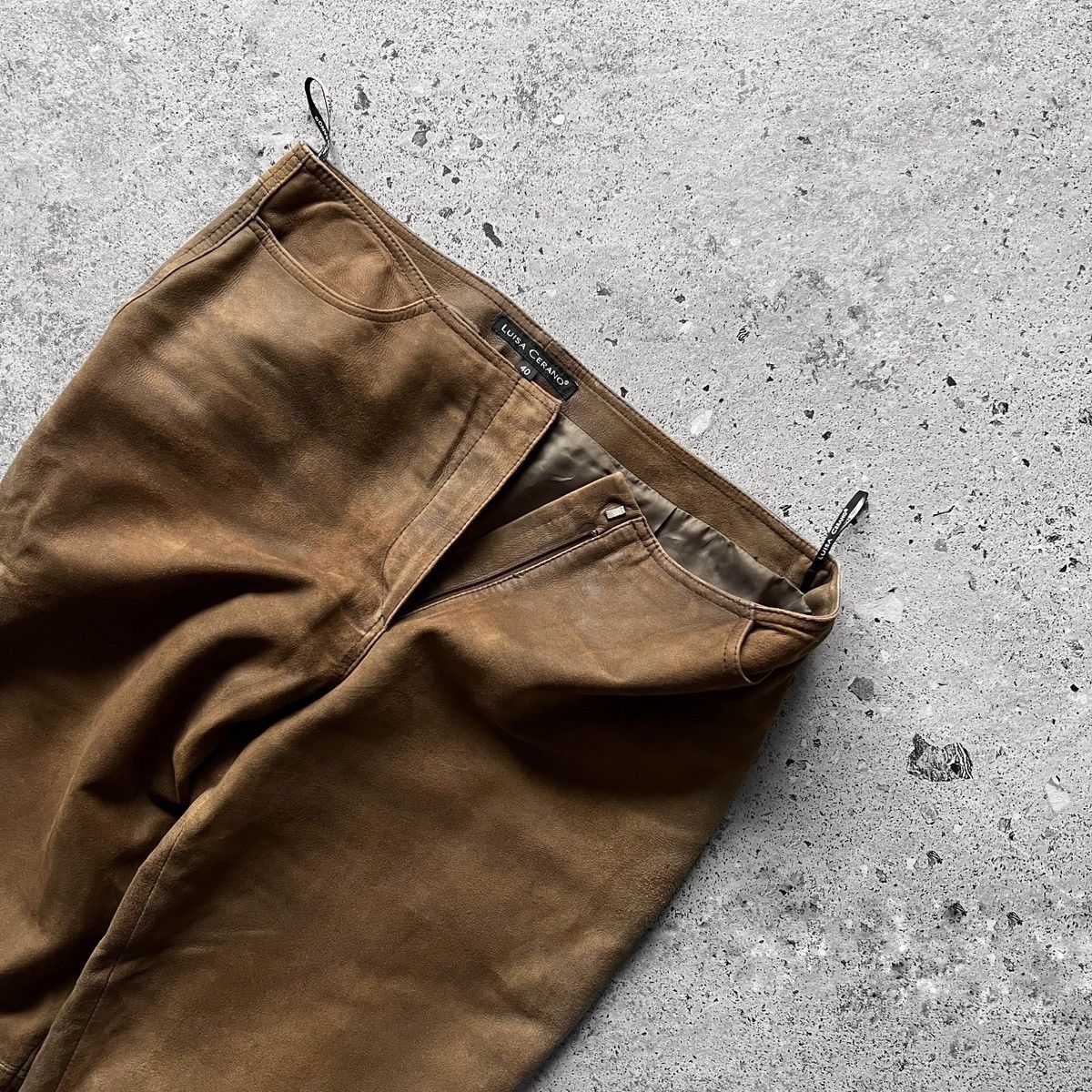 Leather × Luisa Cerano Luisa Cerano Womens Brown Leather Trousers Pants RRP €800 Size 30" / US 8 / IT 44 - 5 Thumbnail