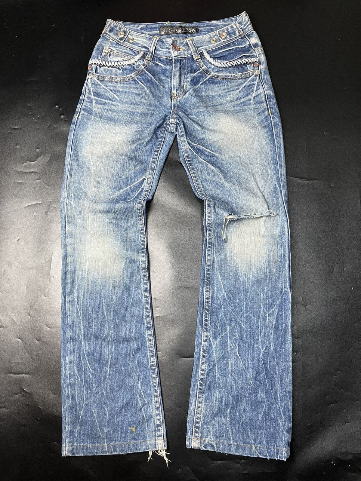 If Six Was Nine Japanese RED PEPPER super Flare Jeans Distressed Size US 29 - 2 Thumbnail