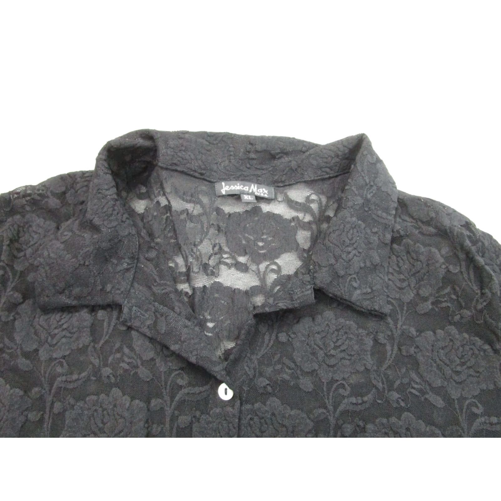 Vintage VINTAGE Jessica Max Sheer Layering Shirt Womens XL Long Sleeve Black Lace Floral Collared Button-Up Casual Modern Gothic Punk USA Womens Size XL / US 12-14 / IT 48-50 - 3 Thumbnail