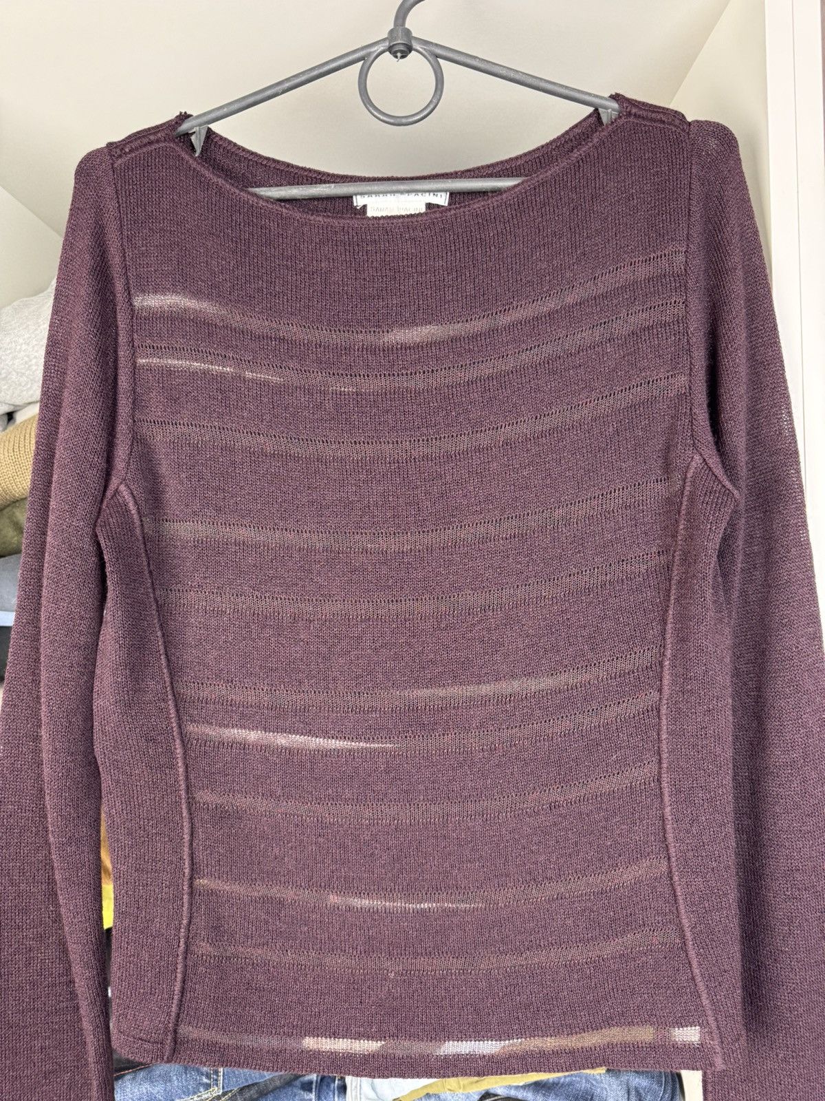 Sarah Pacini Sarah Pacini Italy Merino Wool Blend Striped Sweater Top OS Size ONE SIZE - 9 Thumbnail