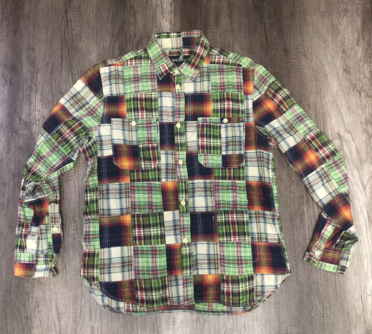 Flannel × Vintage VINTAGE BACK NUMBER PATCHWORK FLANNEL LONG SLEEVE SHIRT Size US XL / EU 56 / 4 - 7 Thumbnail