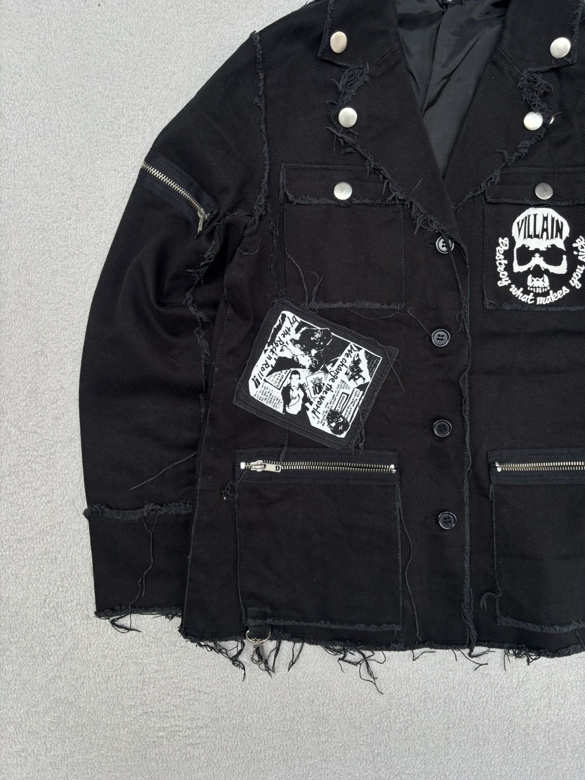 Japanese Brand Sexpot Revenge Patched Deconstructed Denim Jacket Size US S / EU 44-46 / 1 - 3 Thumbnail