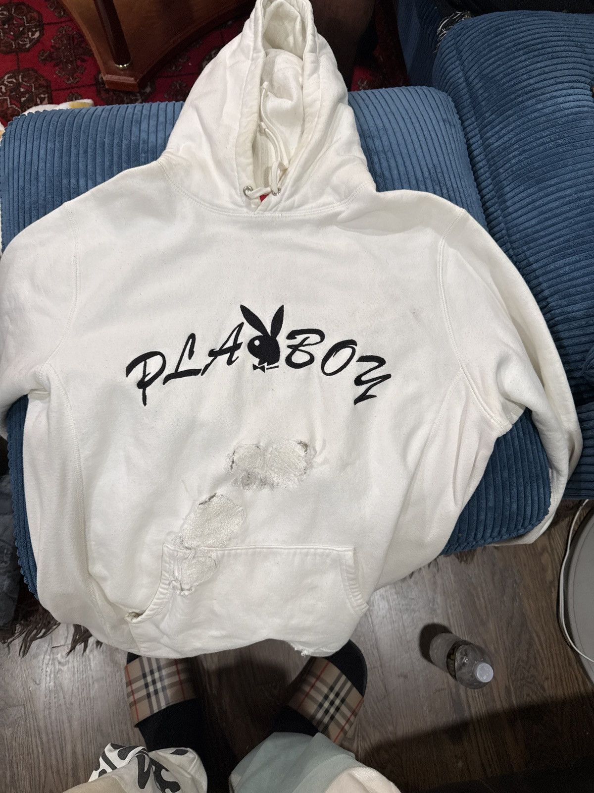 Playboy × Supreme SUPREME PLAYBOY distressed HOODIE XL Size US XL / EU 56 / 4 - 2 Thumbnail