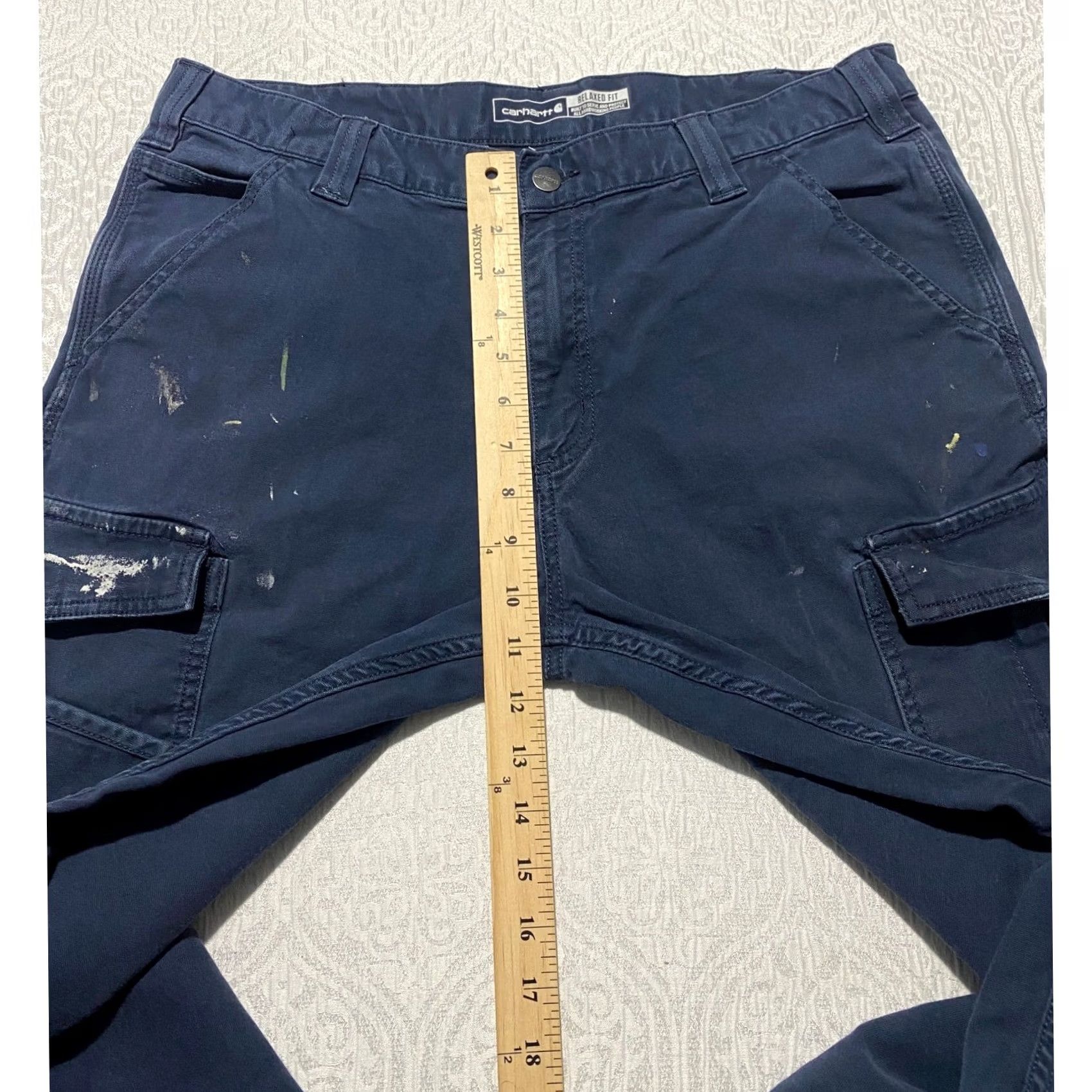 Carhartt Carhartt Mens Rugged Flex Canvas Cargo Work Pants Navy 34x28 BN3574-M Size US 34 / EU 50 - 4 Thumbnail