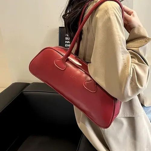 Vintage Streetwear Retro Zipper Shoulder PU Leather Bag Size ONE SIZE - 4 Thumbnail