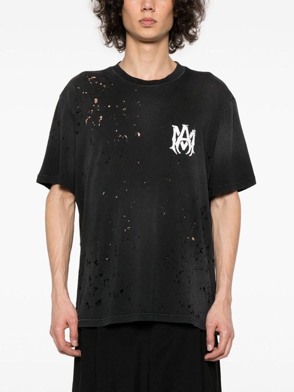 Amiri o1s1wg110825 Distressed Logo-Print T-Shirt in Black Size US S / EU 44-46 / 1 - 3 Thumbnail