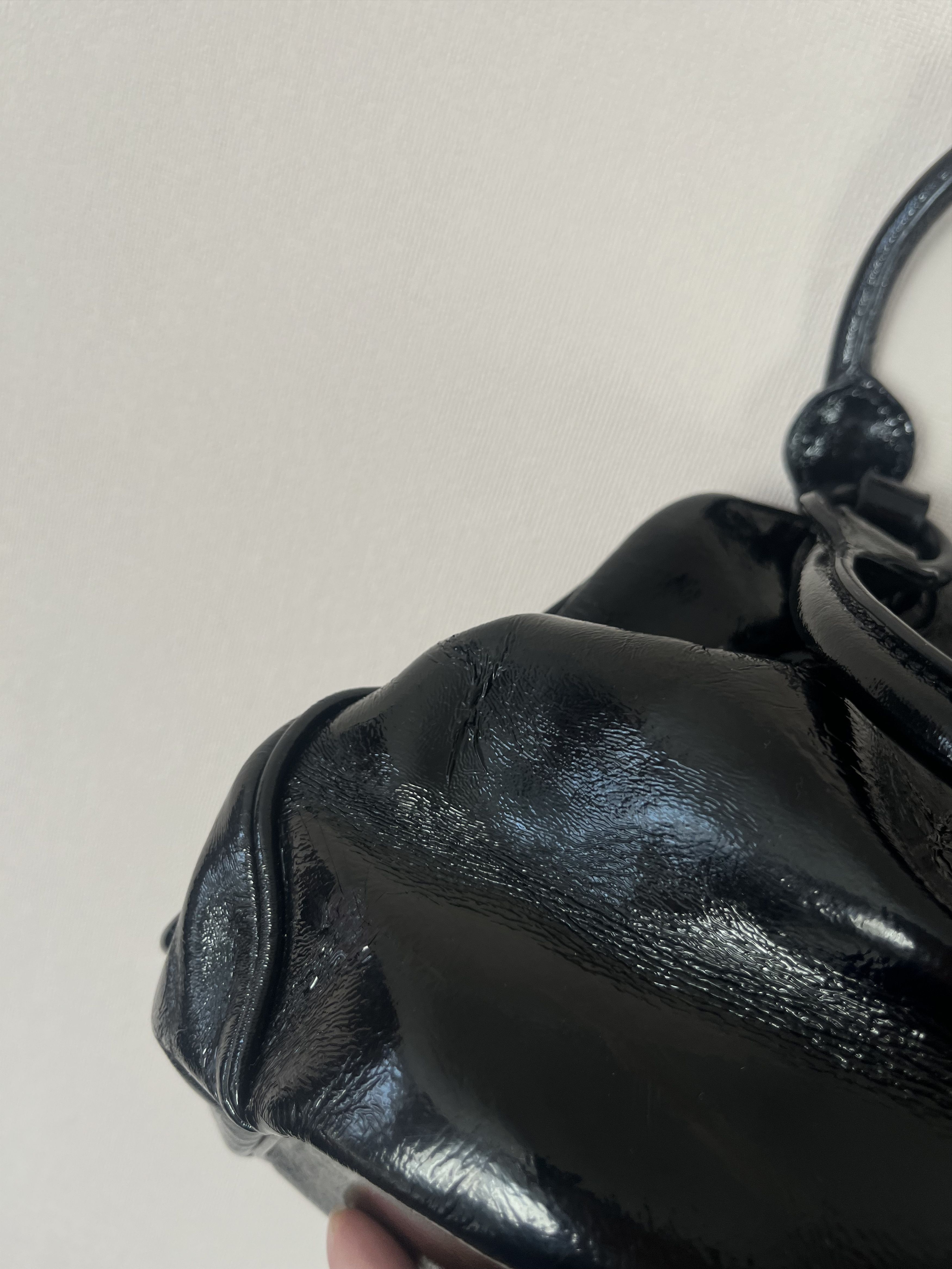 Just Cavalli Just Cavalli Black Patent Leather Satchel Bag Top Handle Size ONE SIZE - 16 Thumbnail