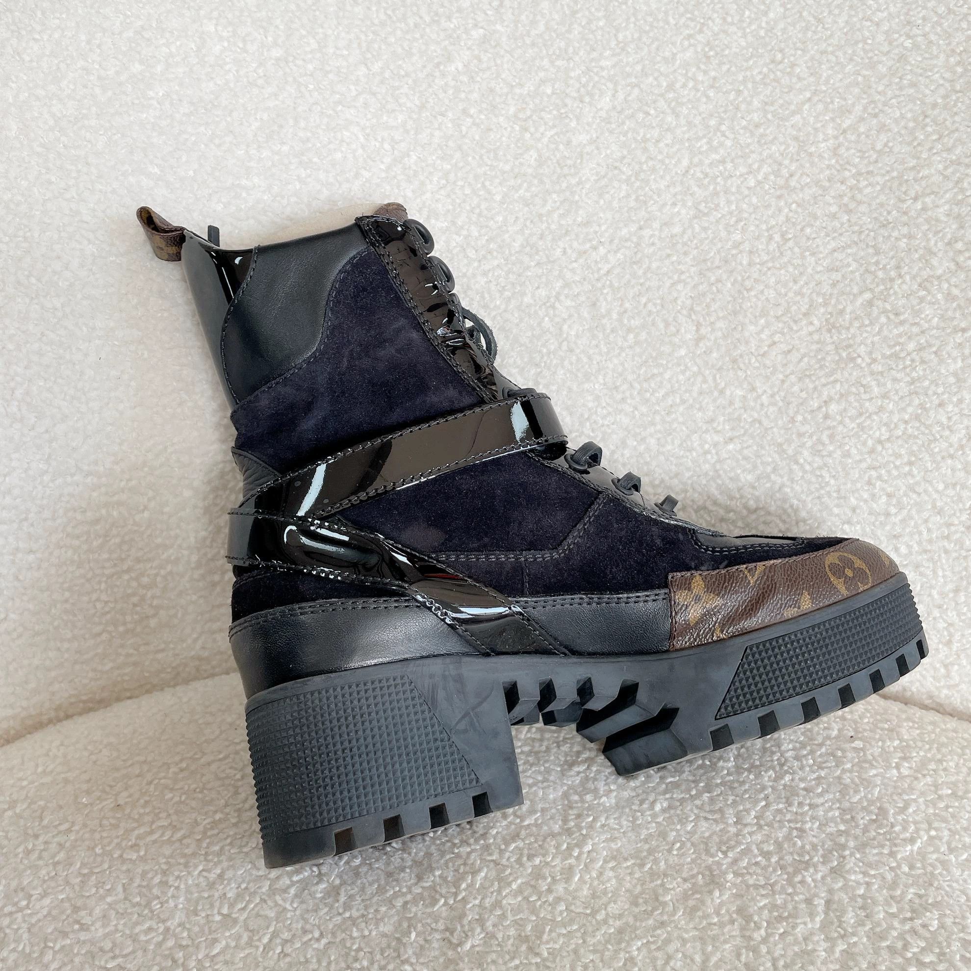 Louis Vuitton LV Monogram colorblocked suede martens boots 37.5 EU Size US 6.5 / IT 36.5 - 6 Thumbnail