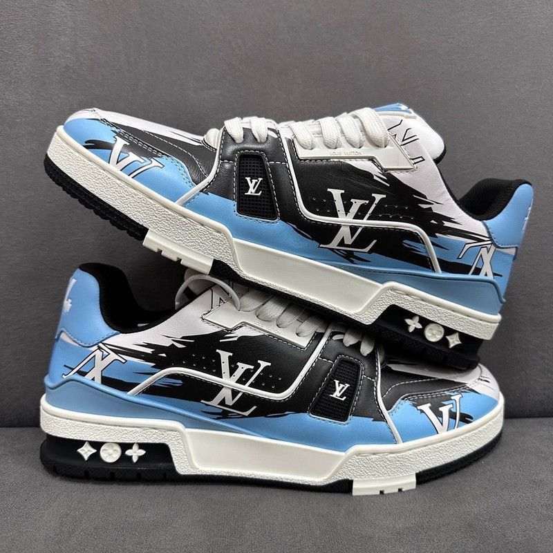 Louis Vuitton Louis Vuitton Low-Top Trainers in Black and Blue -2508 Size US 7 / EU 40 - 8 Thumbnail