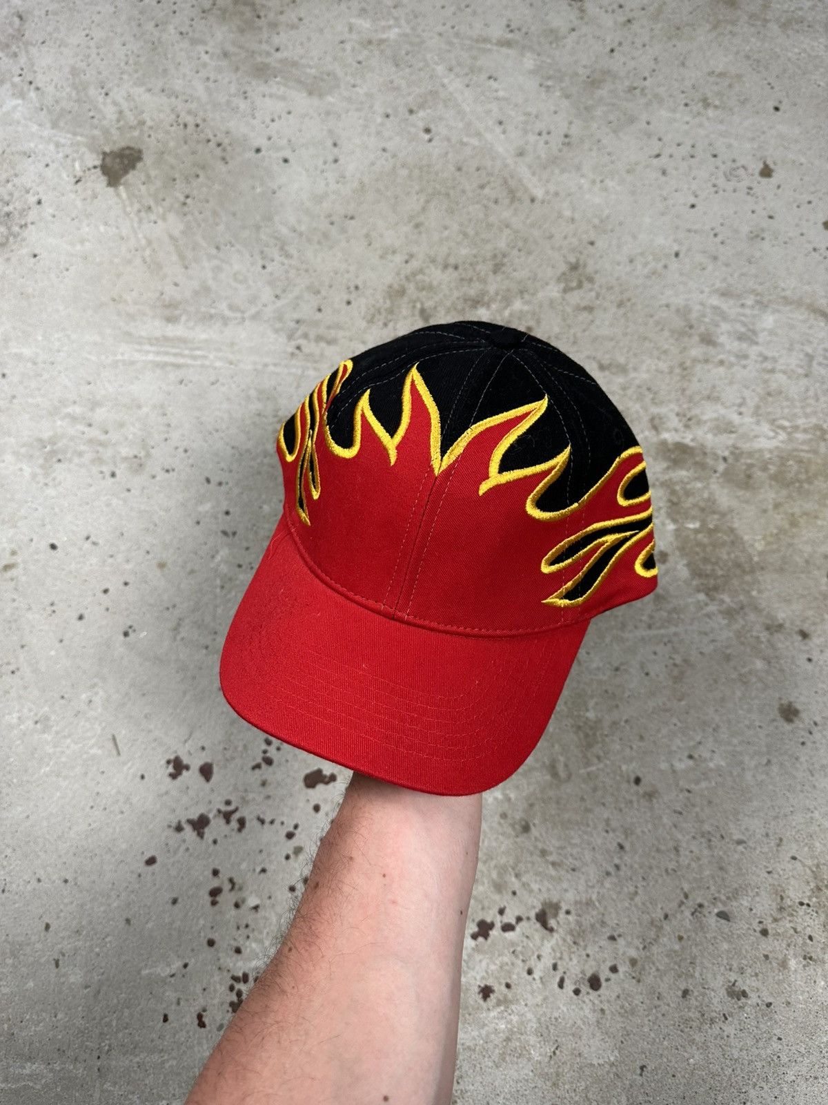 Japanese Brand Vintage Y2K Flame Red Black Racing Hat Cap Size ONE SIZE - 3 Thumbnail