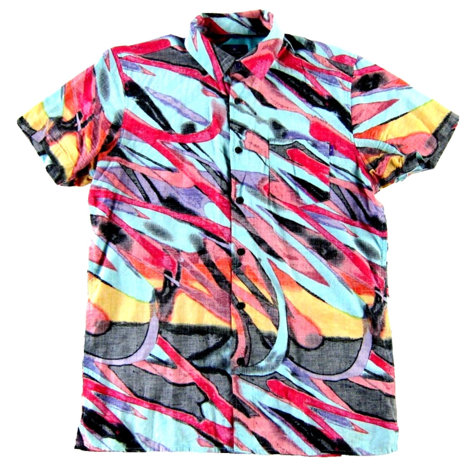 Rip Curl Rip Curl Button-Up Shirt S Geometric Retro Short Sleeve Men Pink Size US S / EU 44-46 / 1 - 2 Thumbnail