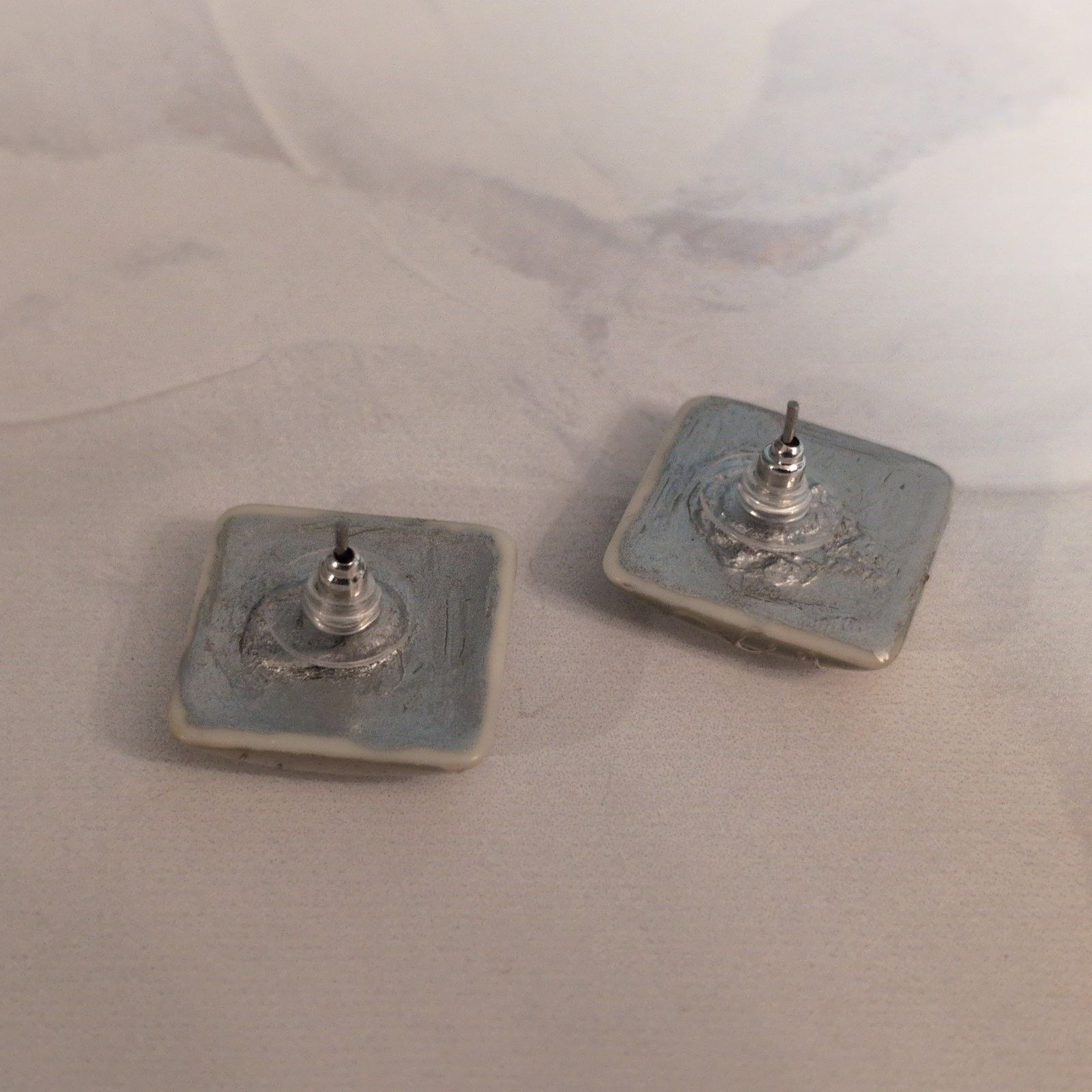 Vintage VTG 1980s Silver-Tone Abstract Square Pierced Post Earrings Size ONE SIZE - 5 Thumbnail