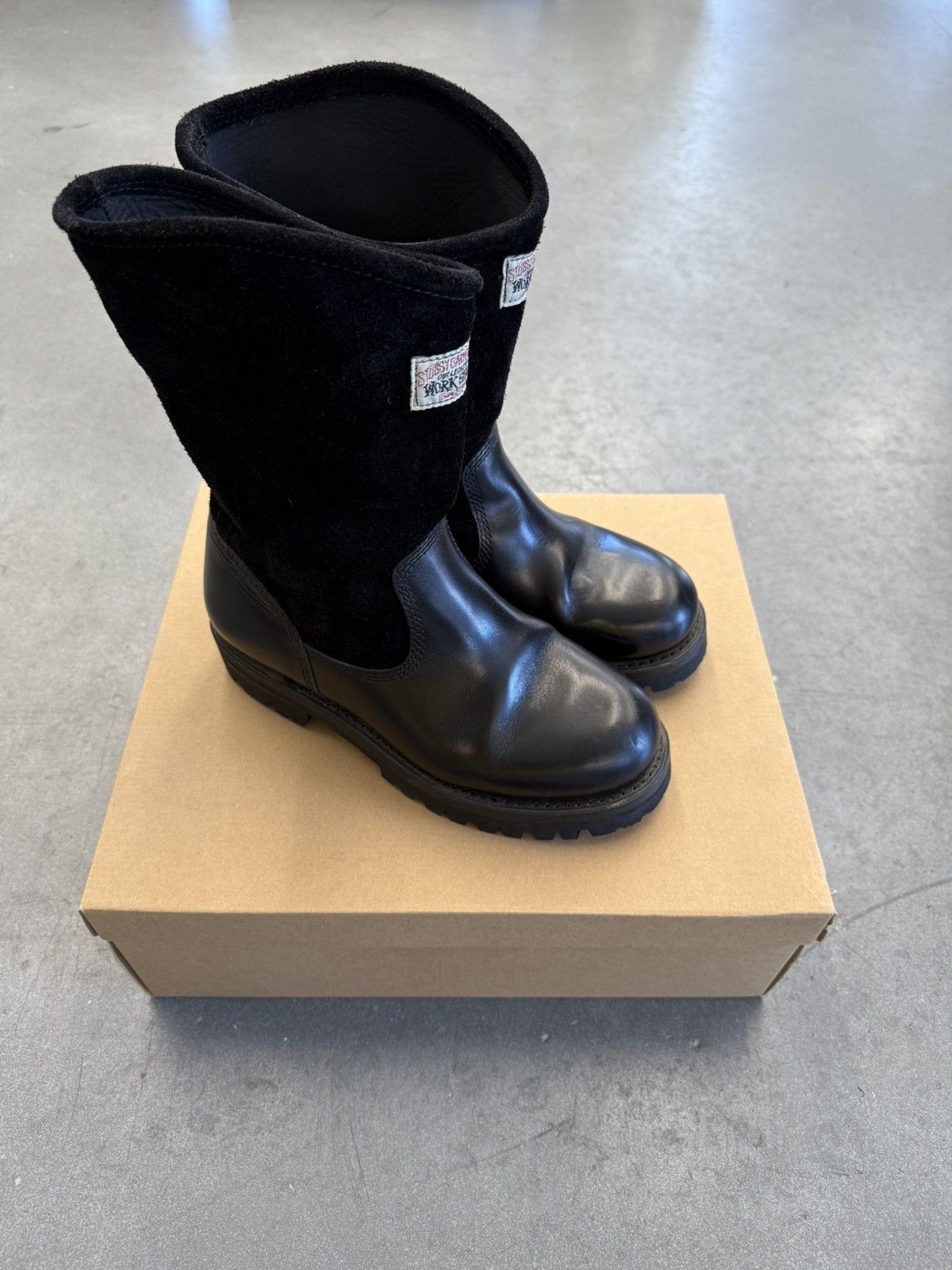 Our Legacy × Stussy Stussy x Our Legacy Black Leather Work Boots Size US 7.5 / EU 40-41 - 3 Thumbnail