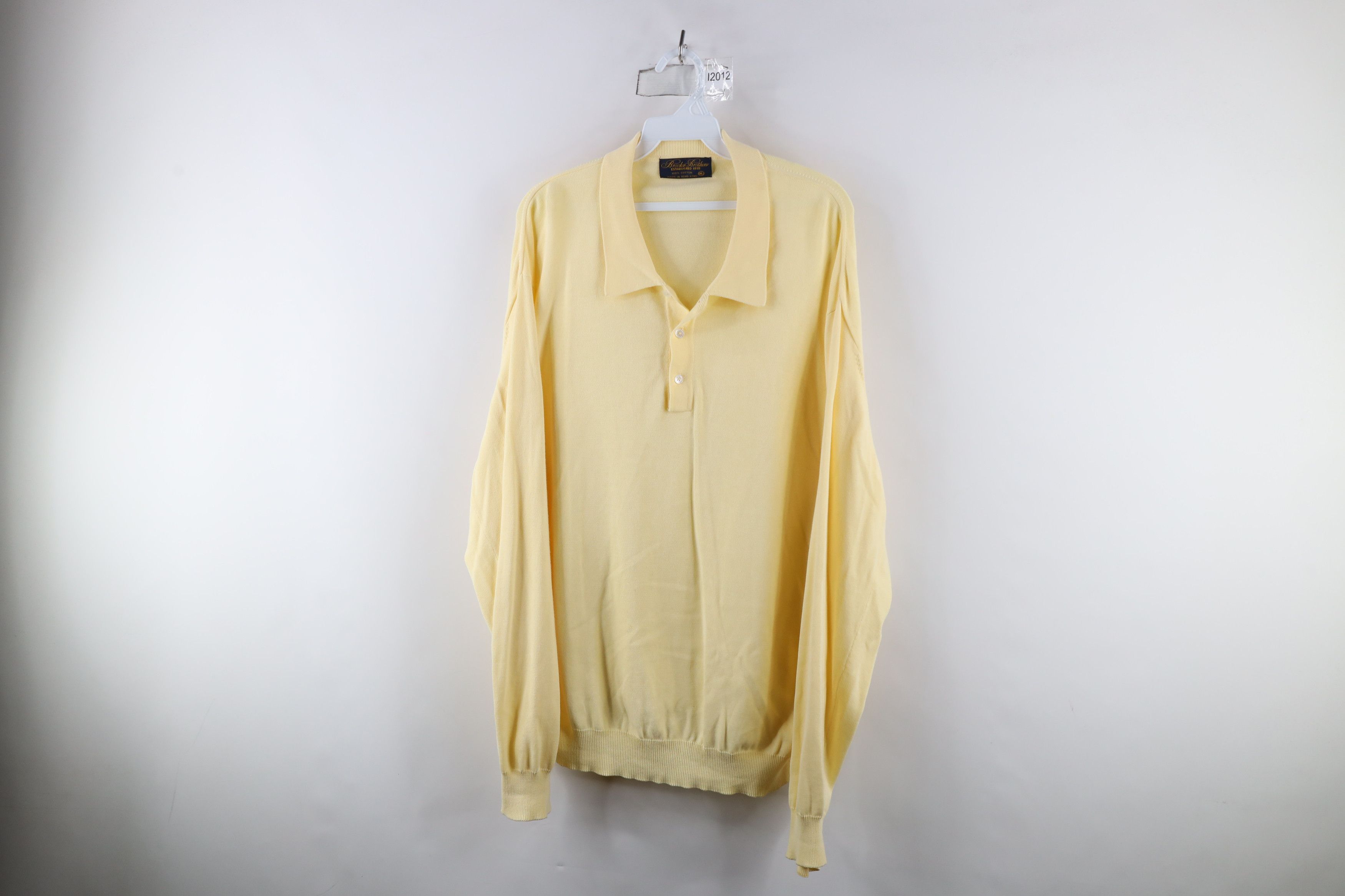 Brooks Brothers × Vintage Vinage 70s 80s Brooks Brothers Knit Collared Sweater Yellow Size US XL / EU 56 / 4 - 1 Thumbnail
