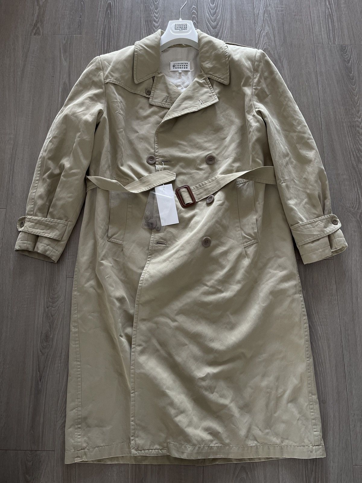 image of Maison Margiela Belted Trench Coat in Beige, Men's (Size Medium)