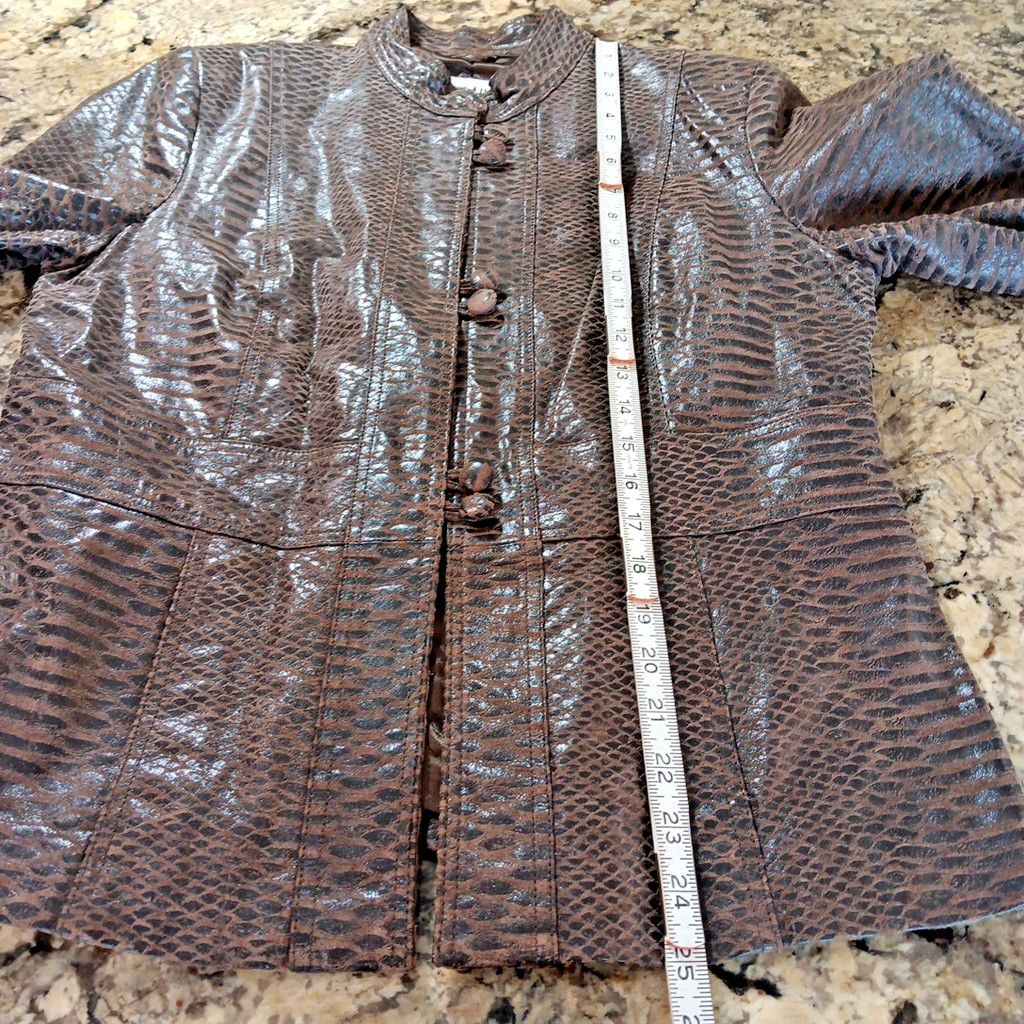 Other Guillaume Womens Leather Jacket In Rare Snake Print Design Size M / US 6-8 / IT 42-44 - 4 Thumbnail