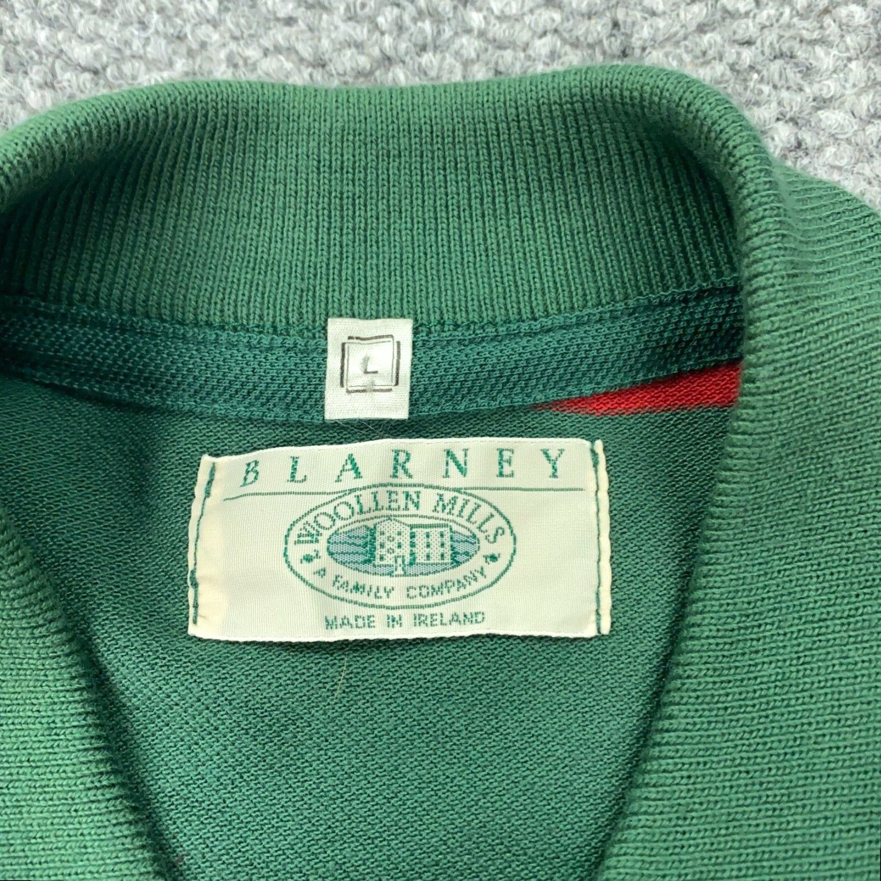 Vintage VINTAGE Blarney Woollen Mills Polo Shirt Mens L Red/Green Stripe Polo Shirt Ireland Striped Golf Logo Embroidered Size US L / EU 52-54 / 3 - 4 Thumbnail