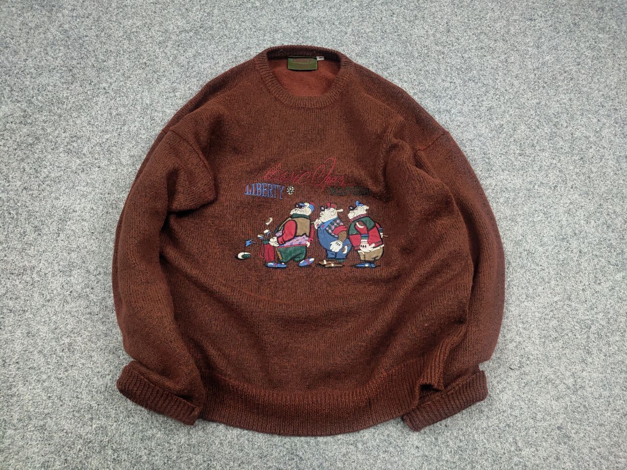 Japanese Brand Vintage 80's Liberty Logo Golf Club Knit Brown Sweater Wool Size US M / EU 48-50 / 2 - 2 Thumbnail