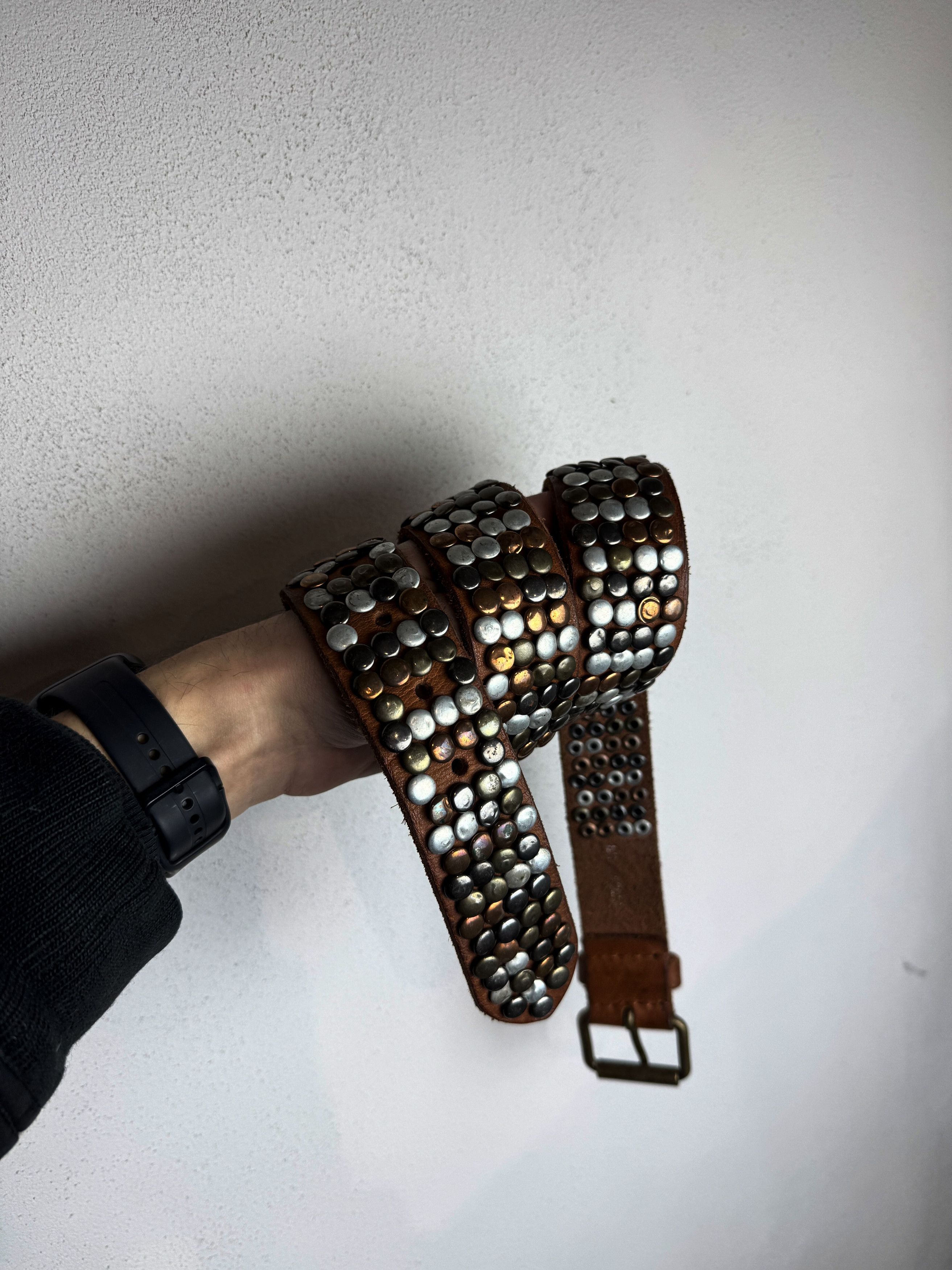 Hysteric Glamour Japanese Style Biker Metal Real Leather Belt 90s y2K Size ONE SIZE - 4 Thumbnail