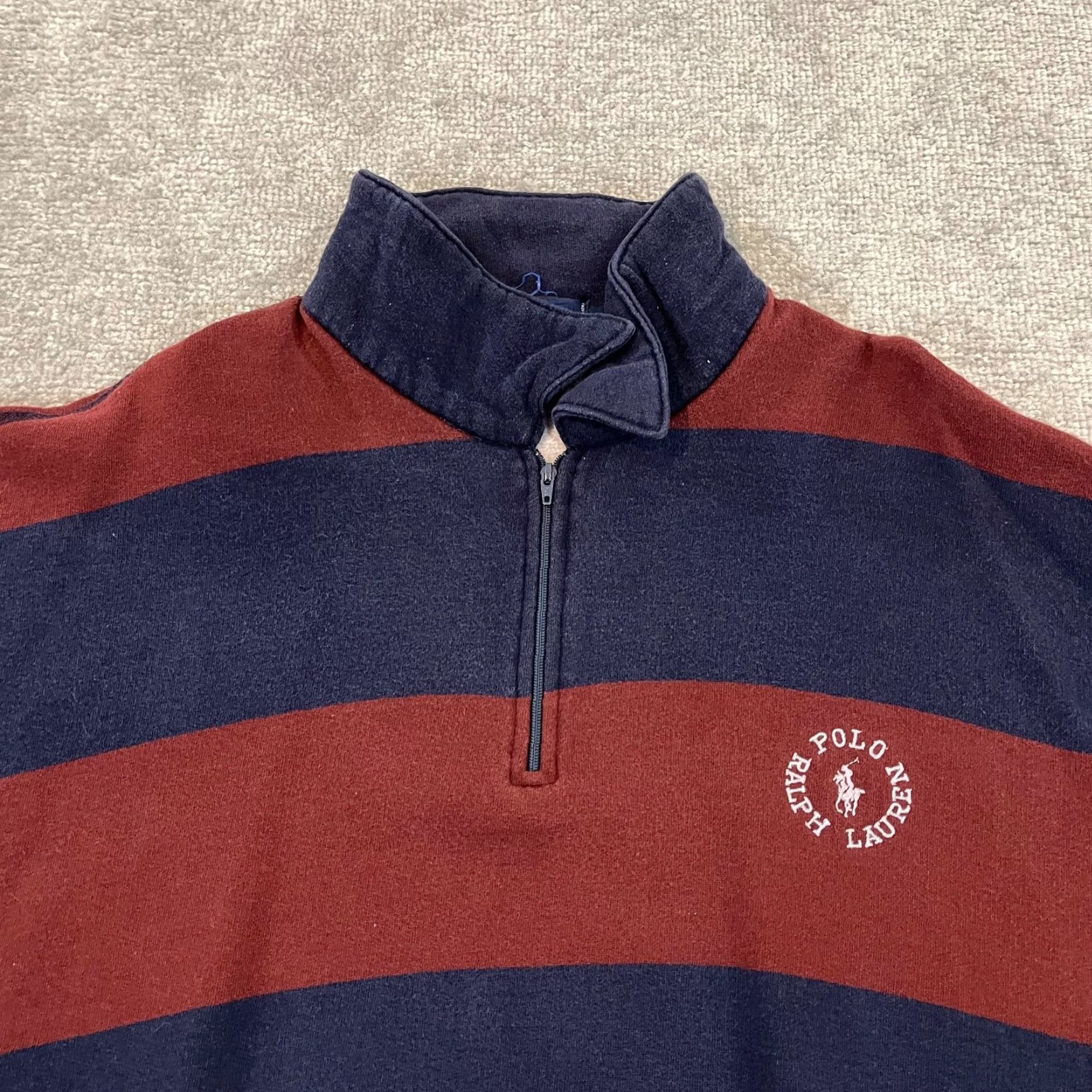 Ralph Lauren Ralph Lauren Sweater Mens Extra Large Red Blue Maroon Stripe Pony Spellout Polo Size US XL / EU 56 / 4 - 2 Thumbnail