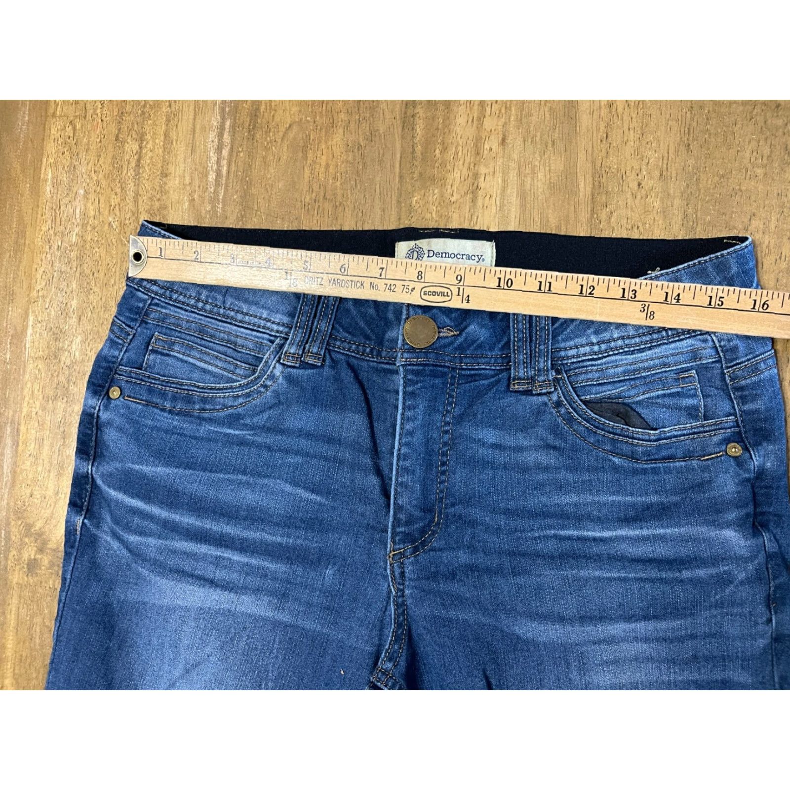 Vintage Democracy Jeans, Women's Jeans, Blue, Denim, Skinny, Pockets, Size 10, Regular, 32 in Waist, 27 in Inseam, Ab Technology, Medium Wash, Non- N/A Size 32" / US 10 / IT 46 - 4 Thumbnail
