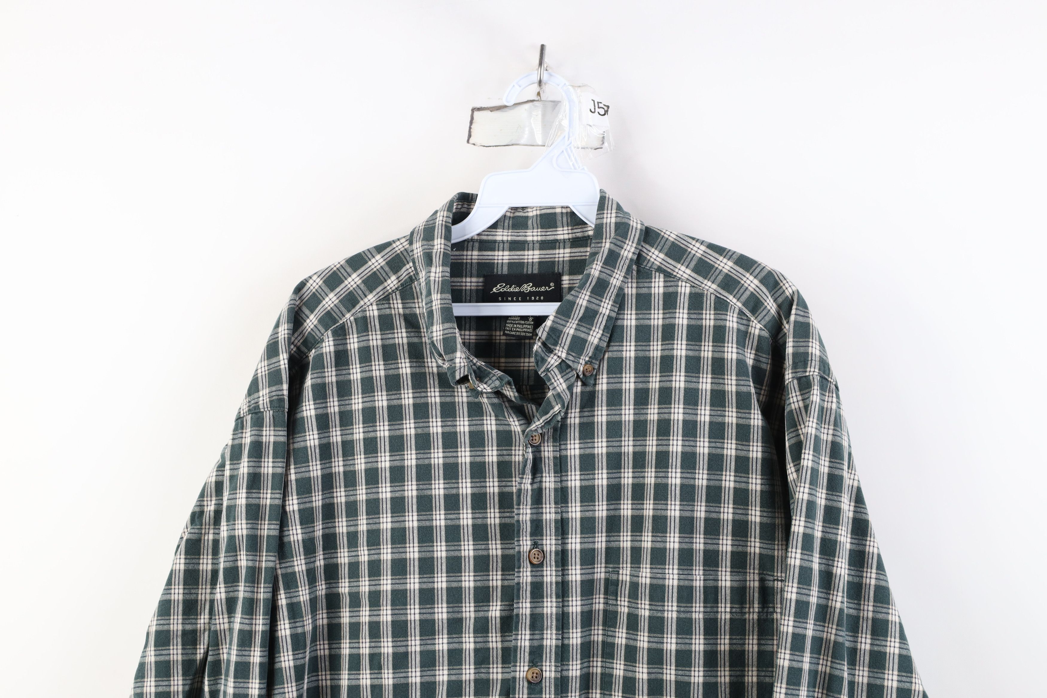 Eddie Bauer Vtg 90s Y2K Eddie Bauer Heavy Canvas Button Down Shirt Plaid Size US L / EU 52-54 / 3 - 2 Thumbnail