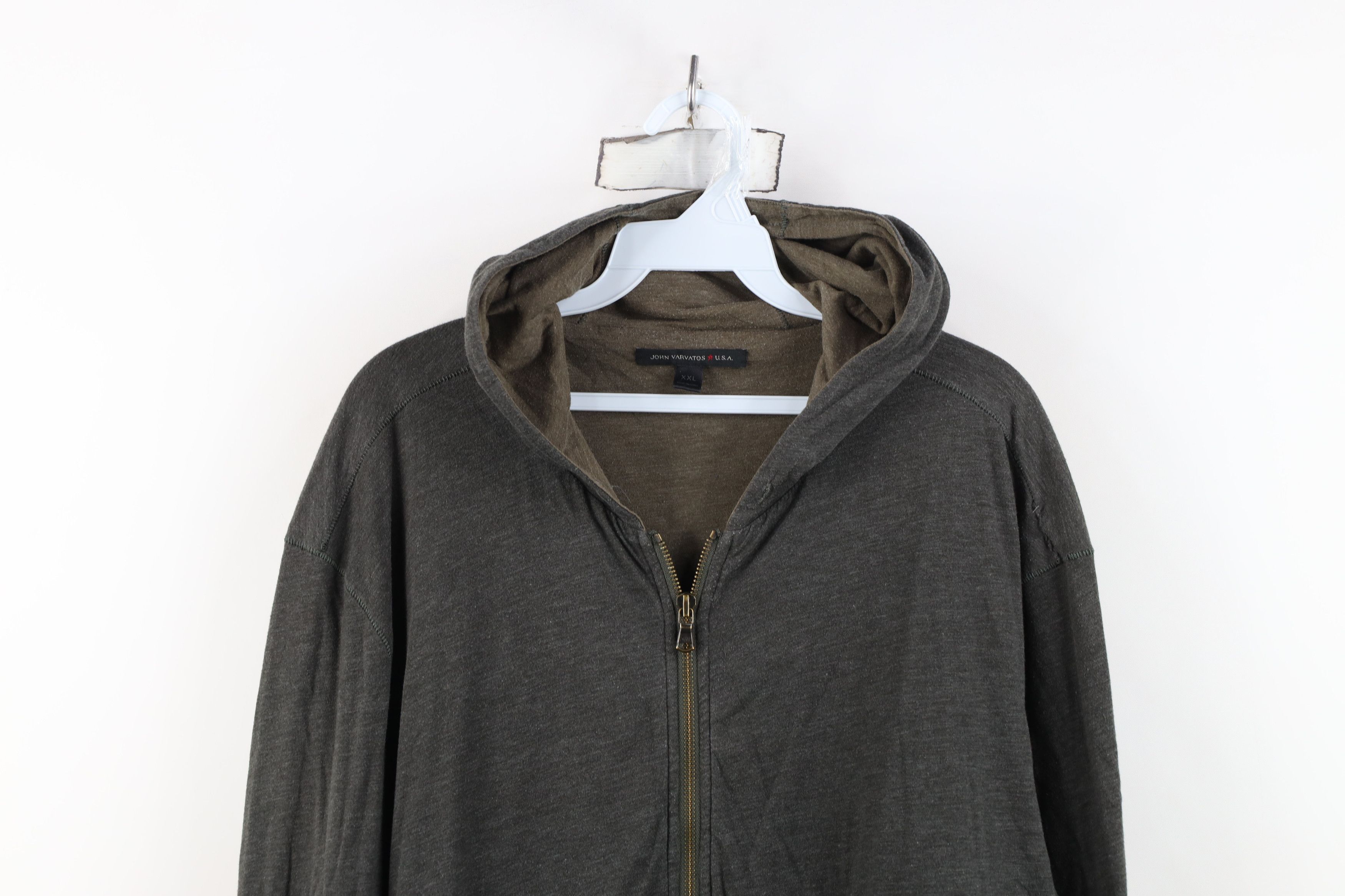 John Varvatos John Varvatos USA Blank Jersey Knit Full Zip Hoodie Gray Size US XXL / EU 58 / 5 - 2 Thumbnail