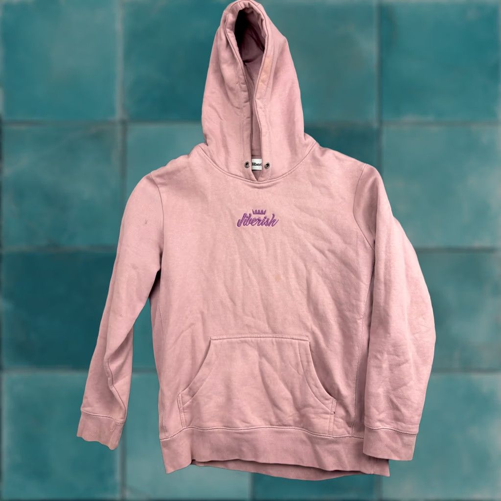 Pinko Jiberish Hoodie Mens L Pink Pullover Fleece Sweatshirt Crown Embroidered Crew Neck Pockets Logo Size US L / EU 52-54 / 3 - 1 Thumbnail