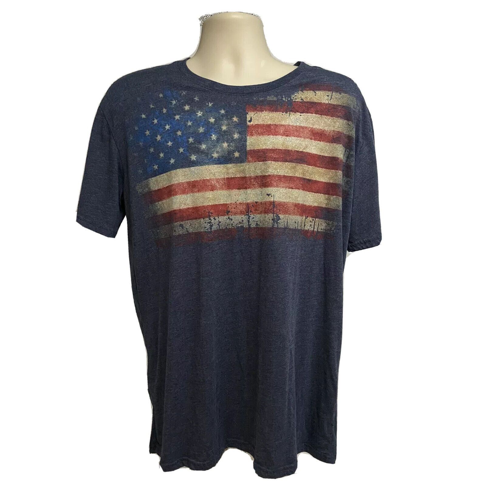 Other Mens Blue Graphic T-Shirt Large Patriotic USA Flag Stretch Size US L / EU 52-54 / 3 - 1 Thumbnail