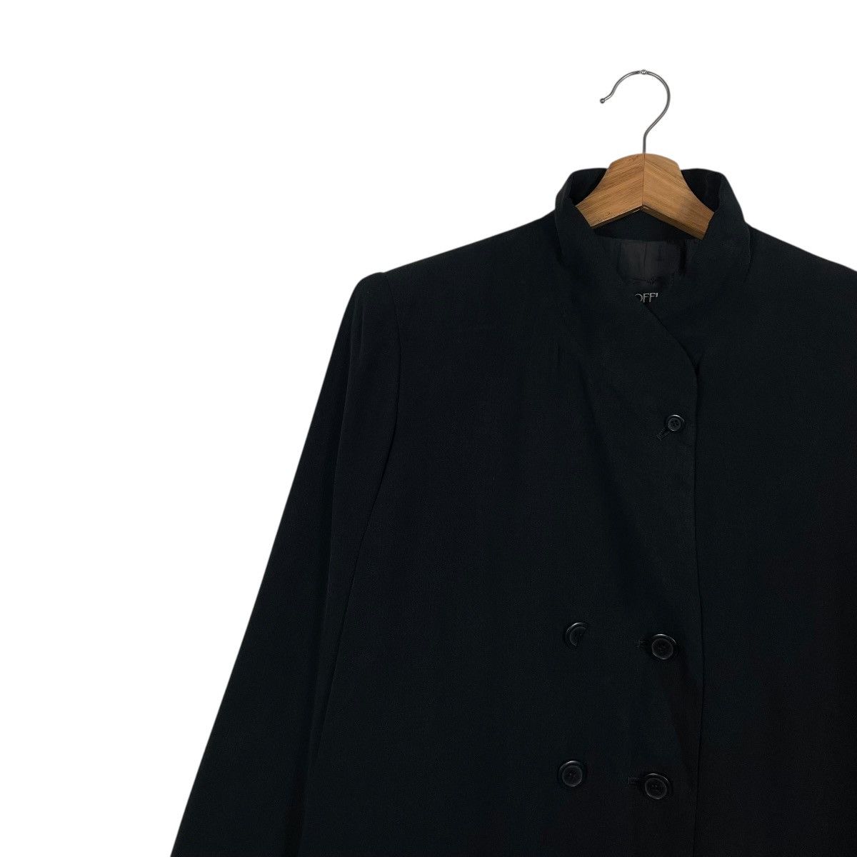 Japanese Brand Soffio Black Double Breasted Coat Size L / US 10 / IT 46 - 7 Thumbnail