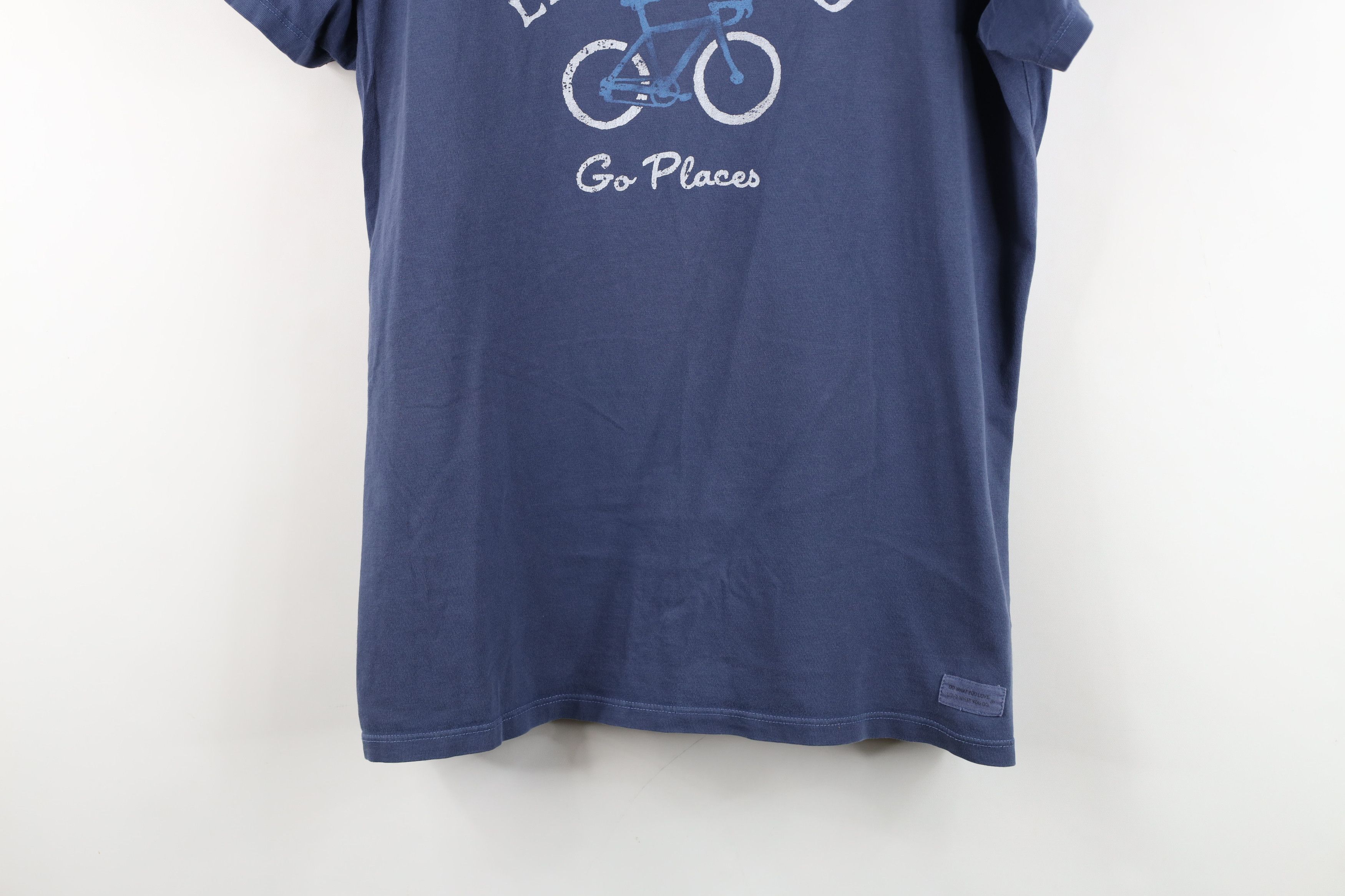 Life is Good Life is Good Go Places Bicycle Cycling V-Neck T-Shirt Blue Size XL / US 12-14 / IT 48-50 - 3 Thumbnail
