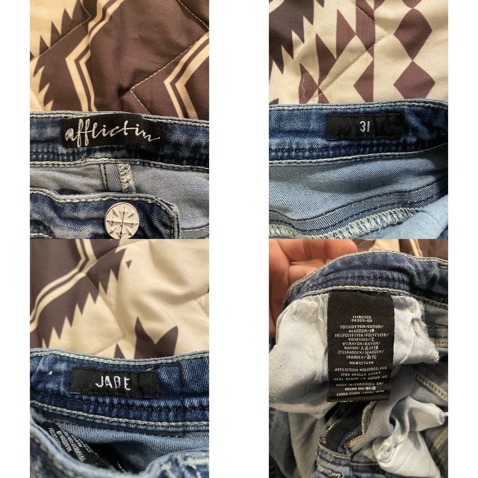 Affliction Affliction Jade Women’s Bootcut Jeans Regular Low Rise 31 Embroidered Embellished Blue Denim Stretch Pockets Size 24" / US 00 / IT 34 - 8 Thumbnail
