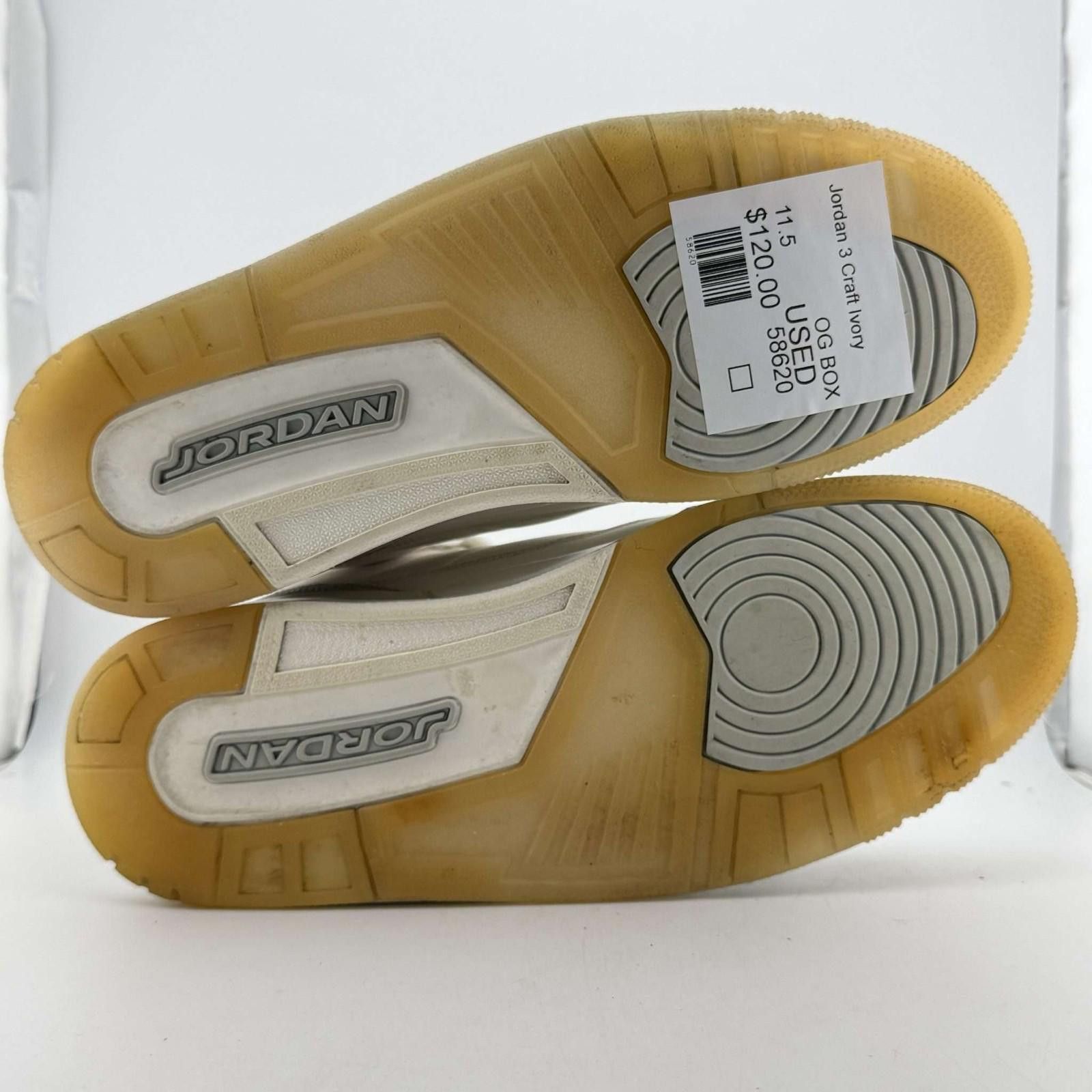 Nike Jordan 3 Retro Craft Ivory US 11.5 Used with Box FJ9479-100 Size US 11.5 / EU 44-45 - 6 Thumbnail