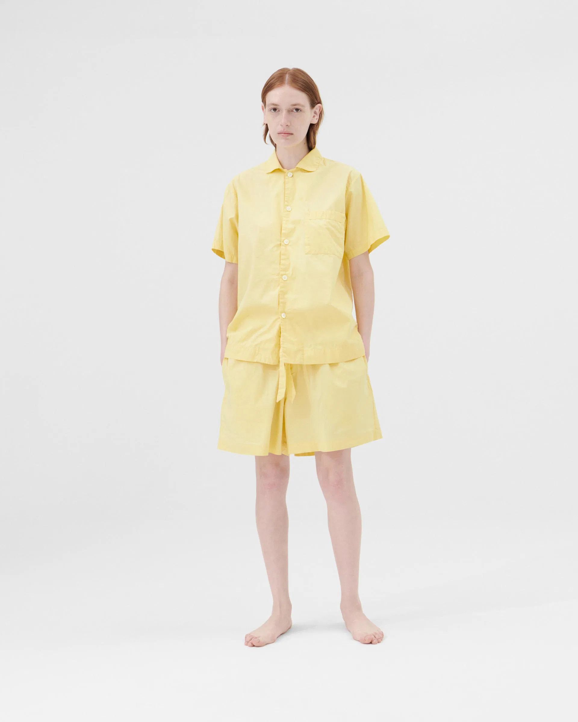 Tekla o1mle0525 Unisex Poplin Short Sleeve Shirt in Lemonade Size XS / US 0-2 / IT 36-38 - 5 Thumbnail