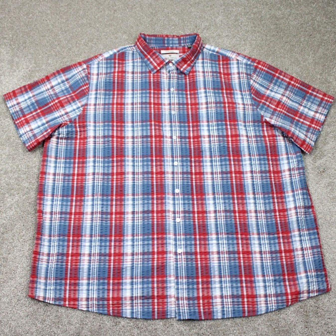 Vintage Oak Hill Cool & Dry Shirt Mens 2XL Red/Blue Plaid Button-Up Short Sleeve Cotton/Poly SS Shirt Size US XXL / EU 58 / 5 - 2 Thumbnail
