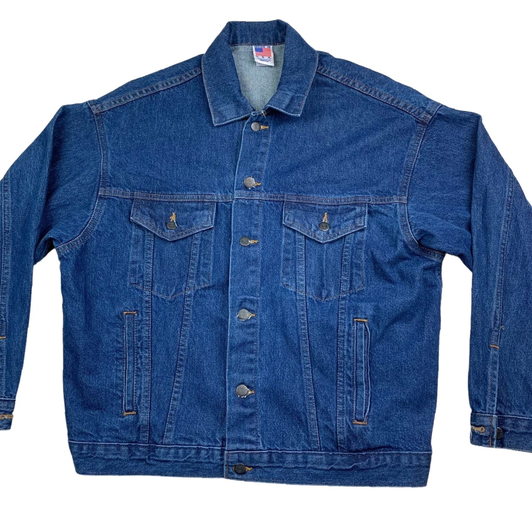 Denime VINTAGE Tyca Denim Trucker Jacket Men's Embossed Steam Engine Blue Medium USA Jacket Size US M / EU 48-50 / 2 - 3 Thumbnail
