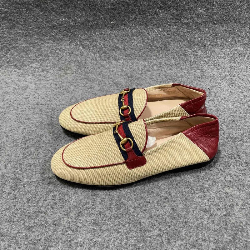 Gucci Gucci Women's Horsebit Loafers in Beige and Red Size US 7.5 / EU 40-41 - 1 Thumbnail