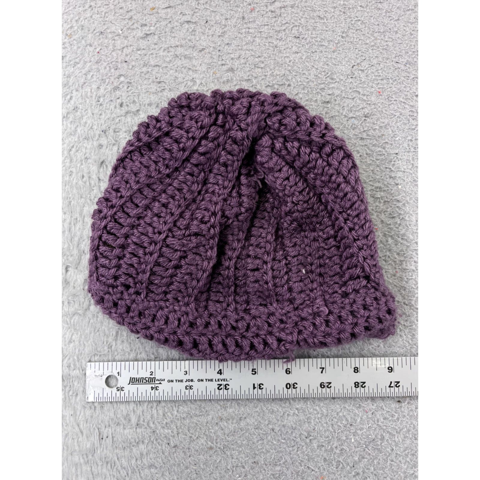 Vintage Handmade Beanie Toque Knit Floral Acrylic Purple Purple Flower Crochet Womens One Size Beanie Womens Size ONE SIZE - 5 Thumbnail