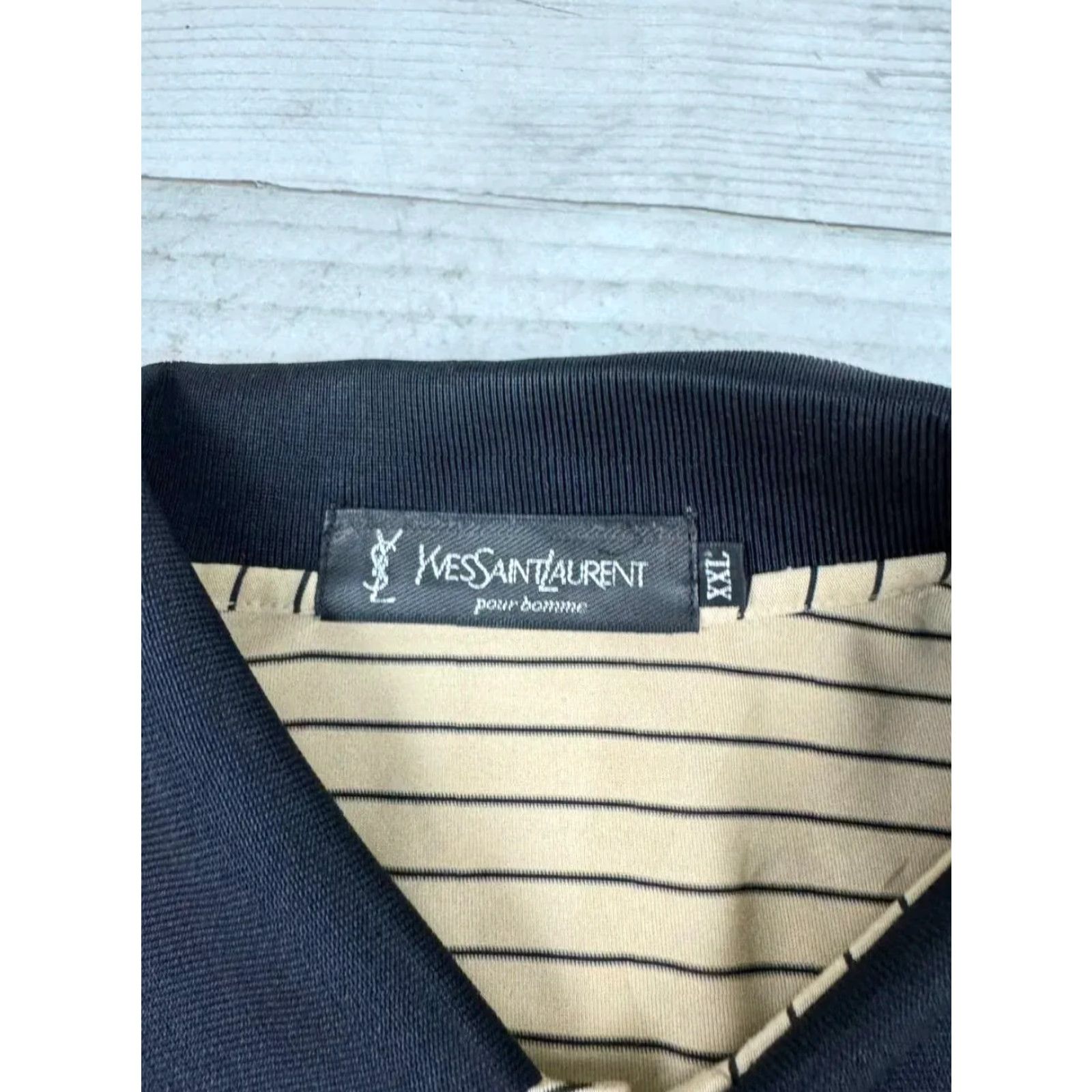 Yves Saint Laurent VINTAGE Saint Laurent YSL Silk Polo Shirt Striped 90s Men 2XL Beige Polo Men 2XL Beige Logo 90s Vintage Size US XXL / EU 58 / 5 - 6 Thumbnail