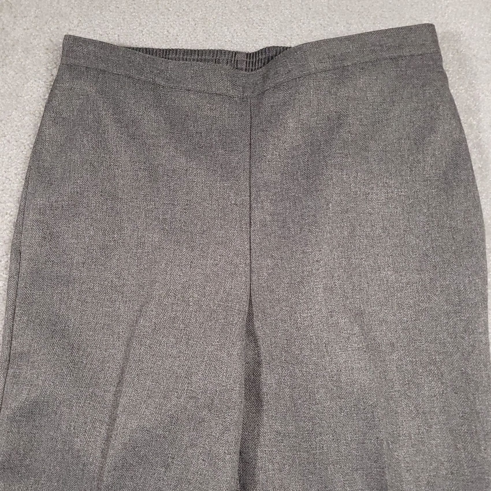 Vintage VINTAGE Alfred Dunner Pants Women's 10 Gray Elastic Waist Pockets Pull On Herringbone Dress Pants Size 32" / US 10 / IT 46 - 3 Thumbnail