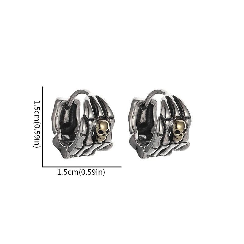 Jewelry × Vintage Gothic Skull Ghost Head Hand Earrings Size ONE SIZE - 6 Thumbnail