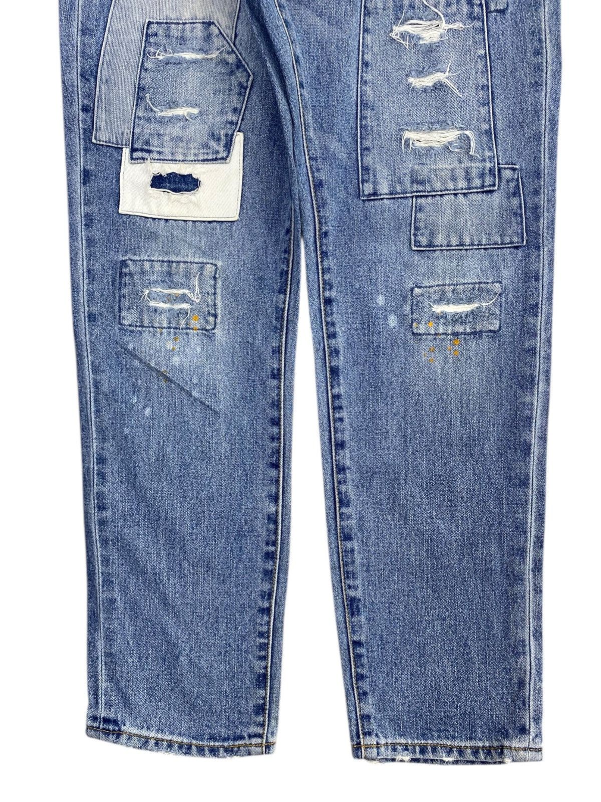 Japanese Brand Japanese Brand Acid Blue Wash Style Patchwork Jeans Size US 32 / EU 48 - 9 Thumbnail